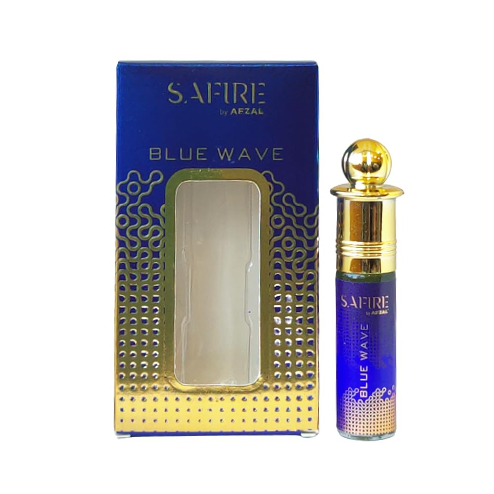 Safire Blue Wave Attar Perfume Oil Roll-On (6ml x 2 Pack) - Alcohol-Free Fragrance for Men & Women - Perfect for Daily Wear, Special Occasions & Gift Giving