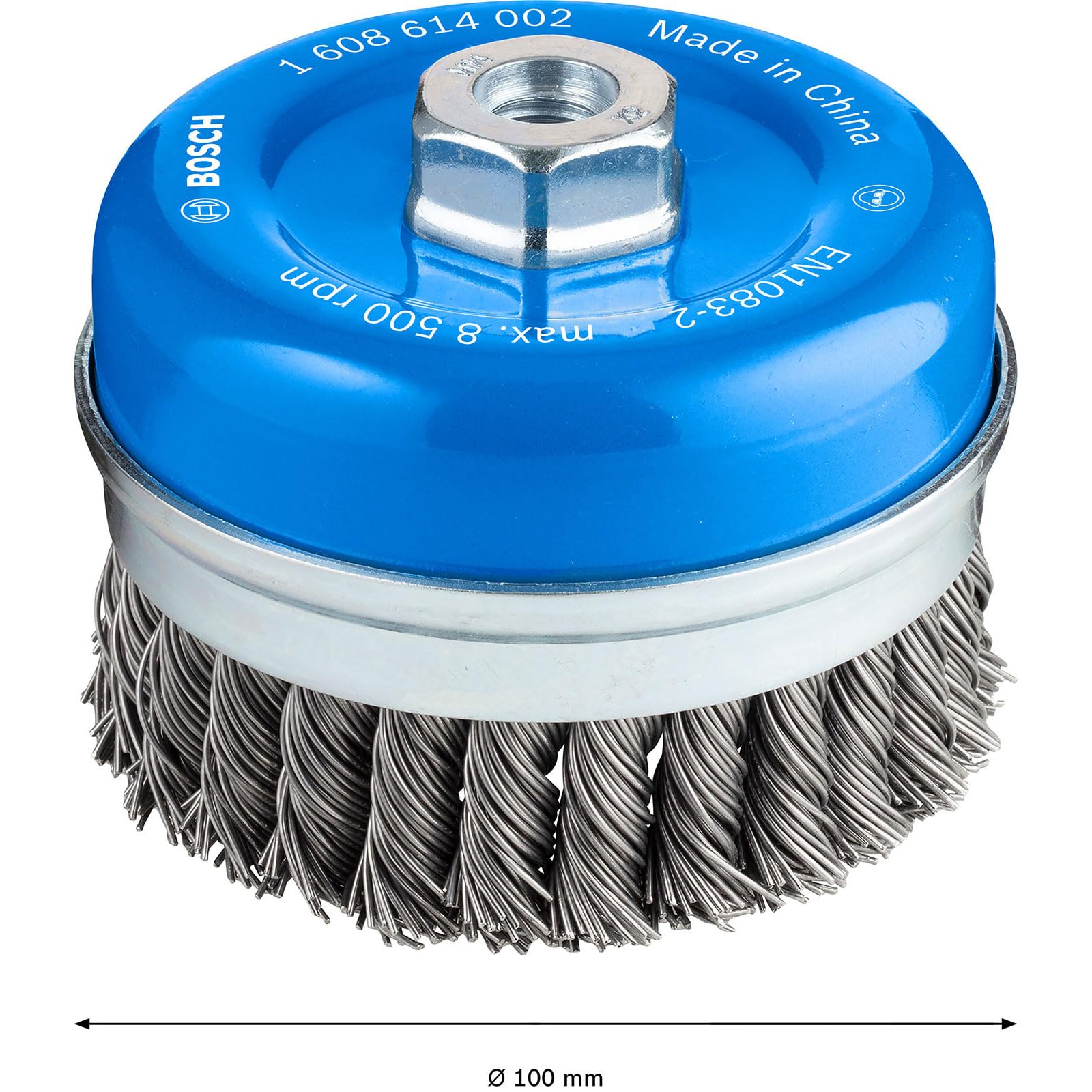 Bosch Professional 1608614002 Wire Cup Brush - 3 Inch Crimped Wire Wheel with 1/4 Inch Hex Shank for Rust Removal & Surface Cleaning | Ideal for Metalworking, Woodworking & Automotive Applications