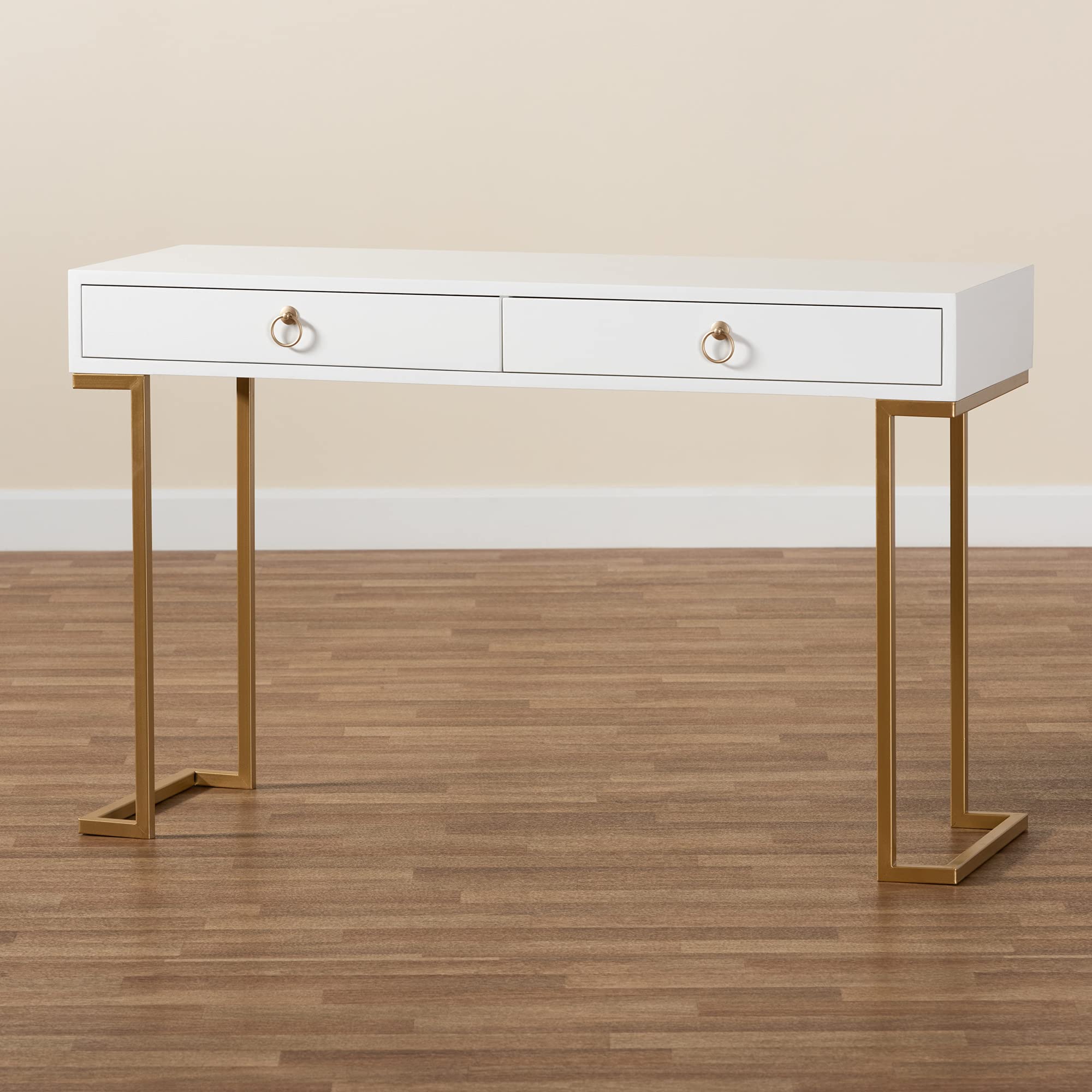 Baxton Studio Beagan Modern Console Table - White & Gold Finish for Entryway, Living Room, or Hallway Decor