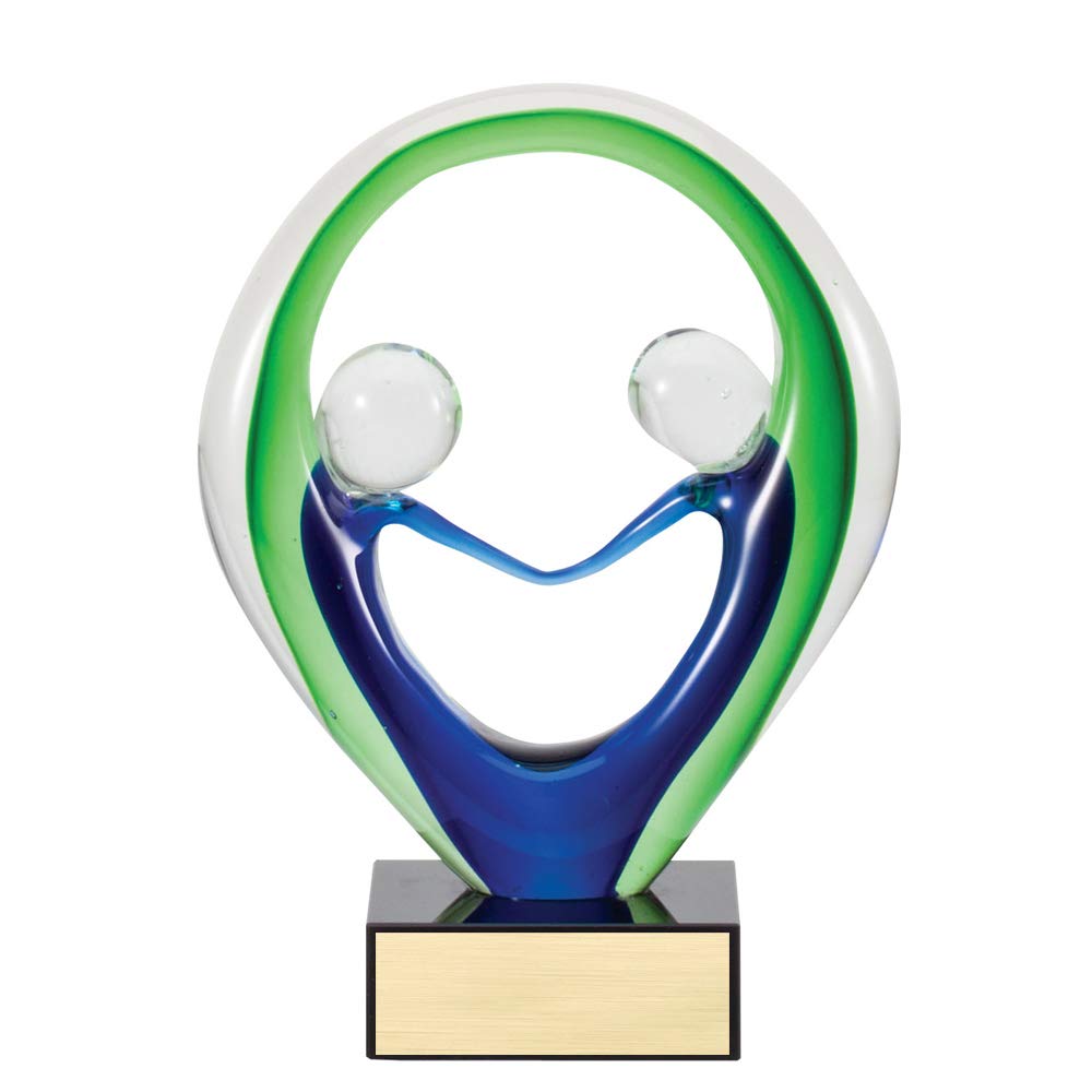 Customizable 8 Inch Hand Blown Glass Handshake Award - Personalized Two People Shaking Hands Sculpture for Corporate Recognition, Employee Appreciation & Business Gifts - Perfect for Awards Ceremonies, Retirement Gifts & Office Decor