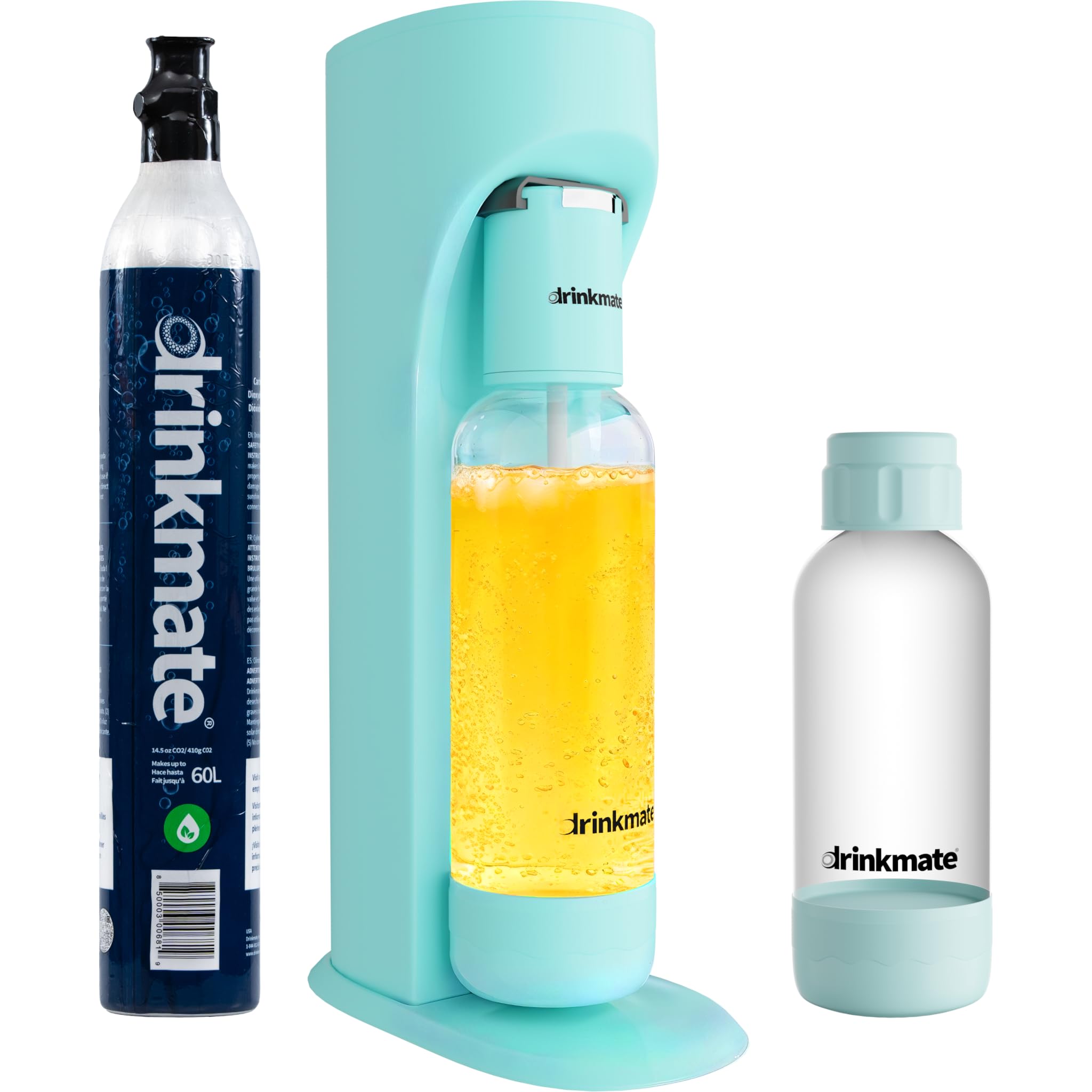 Drinkmate OmniFizz Sparkling Water and Soda Maker Machine - Carbonates Any Beverage with 60L CO2 Cylinder, 2 Carbonation Bottles & Fizz Infuser (Arctic Blue) | Perfect for Home, Office, Parties & Healthy Hydration