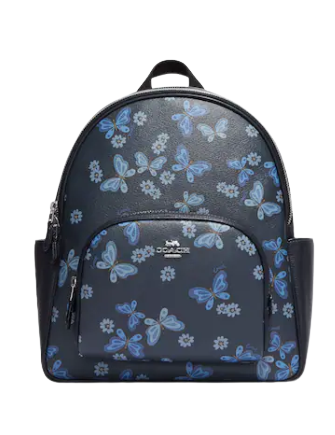 Coach Court Backpack with Butterfly Print - Stylish Women's Leather Backpack for Work, School & Travel | Perfect Gift for College Students & Professionals