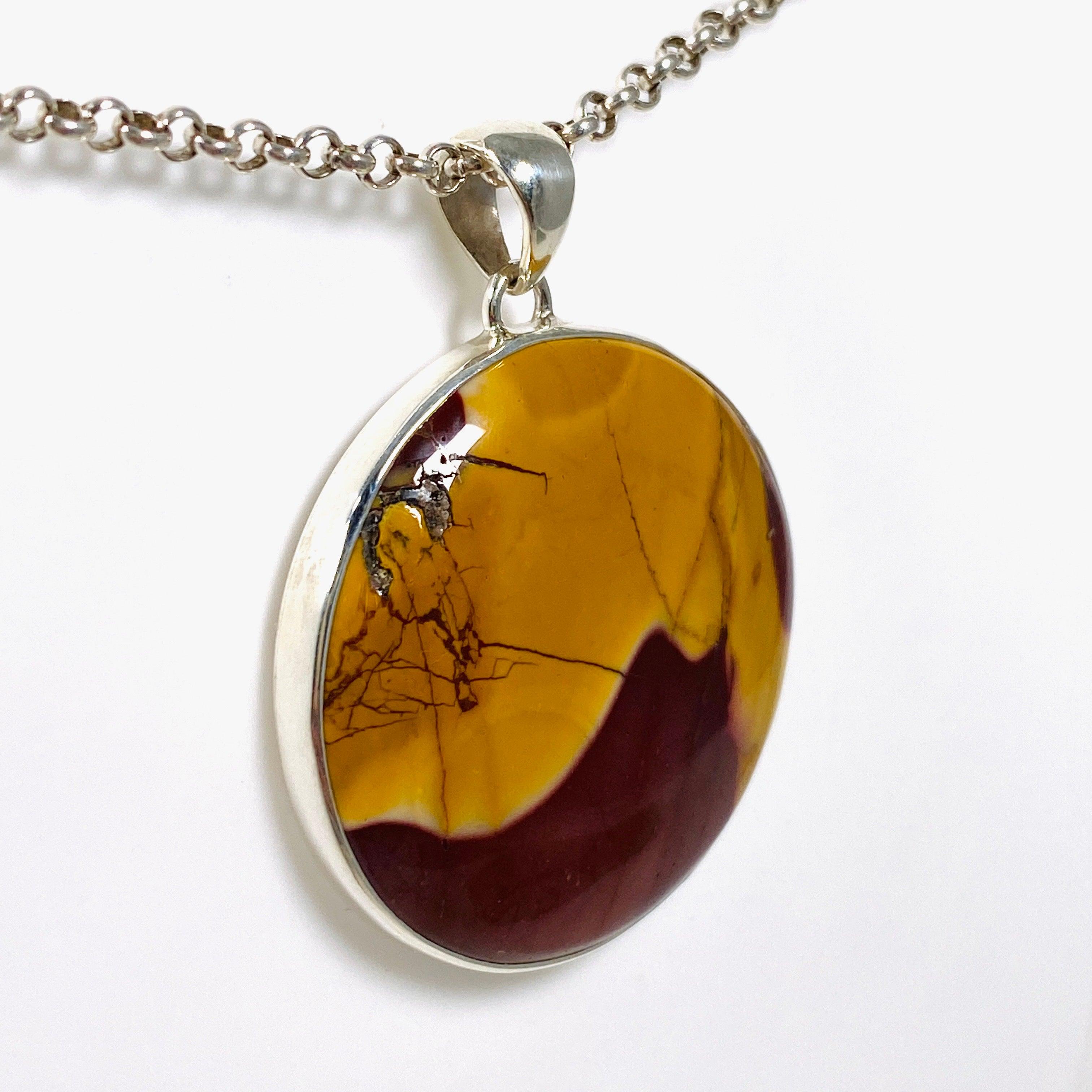 Natural Mookaite Round Pendant Necklace KPGJ4146 - Handmade Gemstone Jewelry for Women, Healing Crystal Gift for Meditation & Spiritual Energy