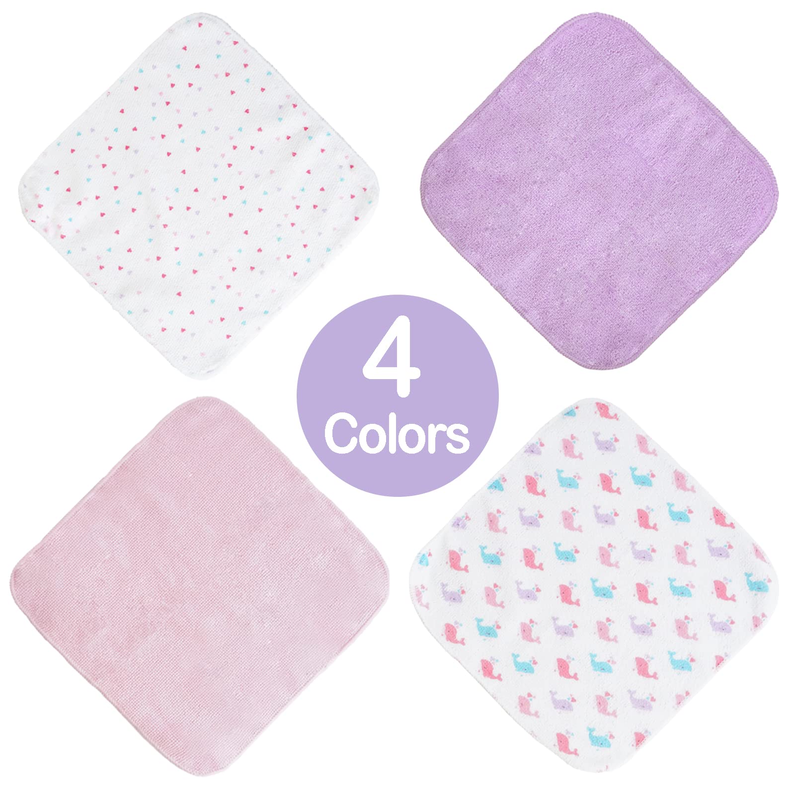 **24-Pack Ultra Soft Baby Washcloths - 9x9 Inch Extra Absorbent & Gentle for Sensitive Skin | Unisex Face & Body Towels for Boys & Girls | Perfect for Bath Time, Diaper Changes & Travel (Pink Whale Design)**