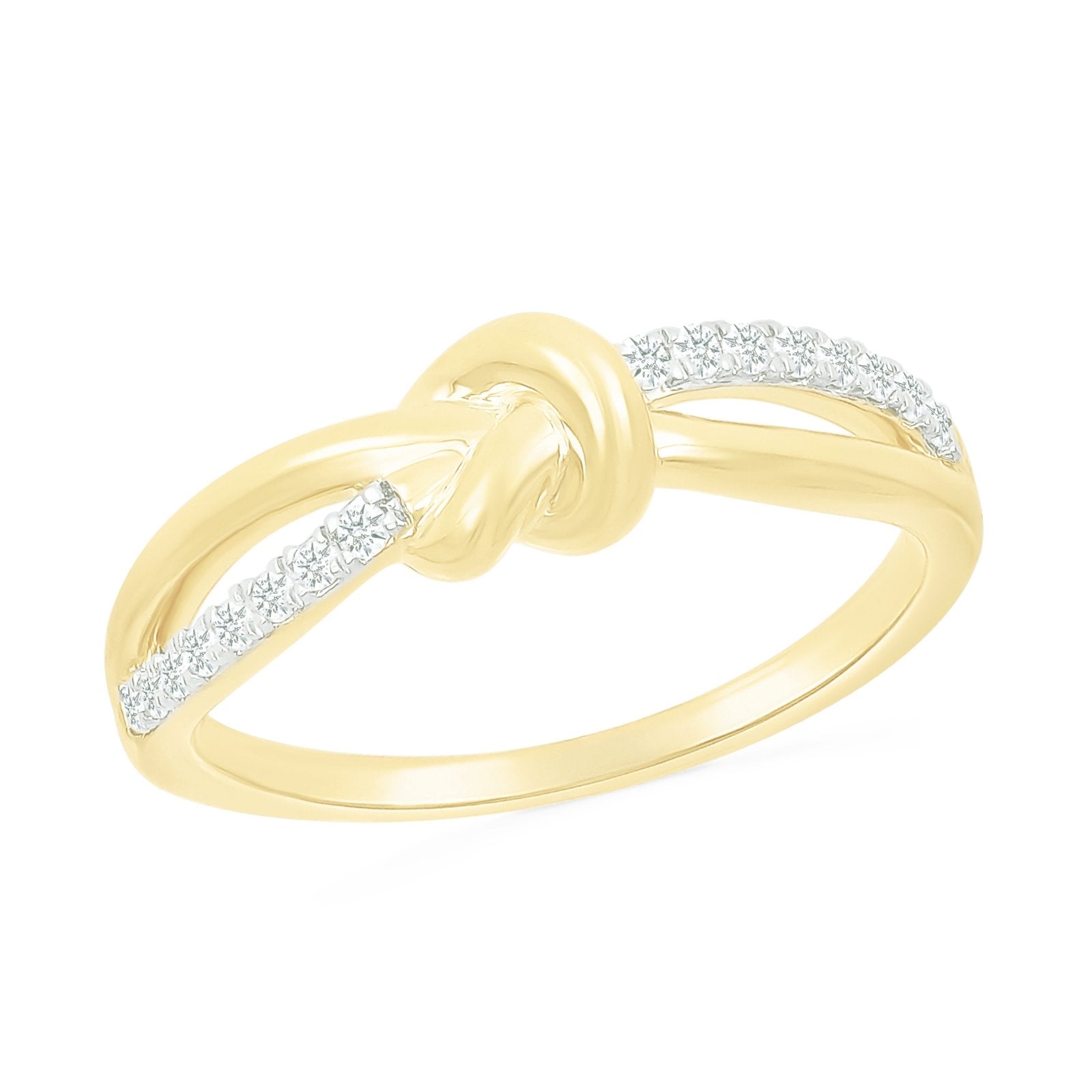 10k Solid Yellow Gold Diamond Knot Ring for Women - Elegant Jewelry Gift for Anniversary, Wedding & Valentine's Day