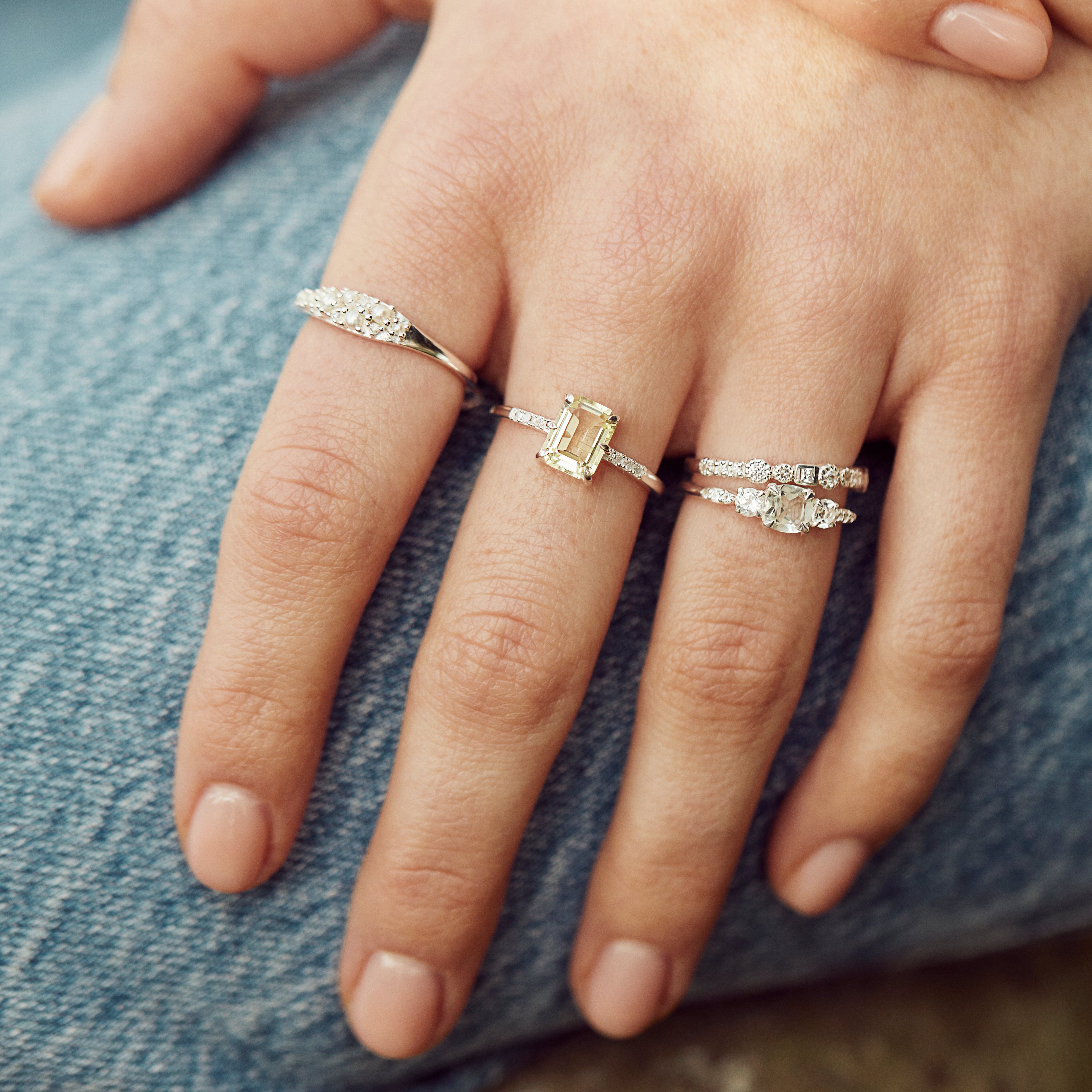 Madeline Pearl and Diamond Scatter Ring - Elegant Stackable Jewelry for Women | Perfect for Weddings, Date Nights & Special Occasions