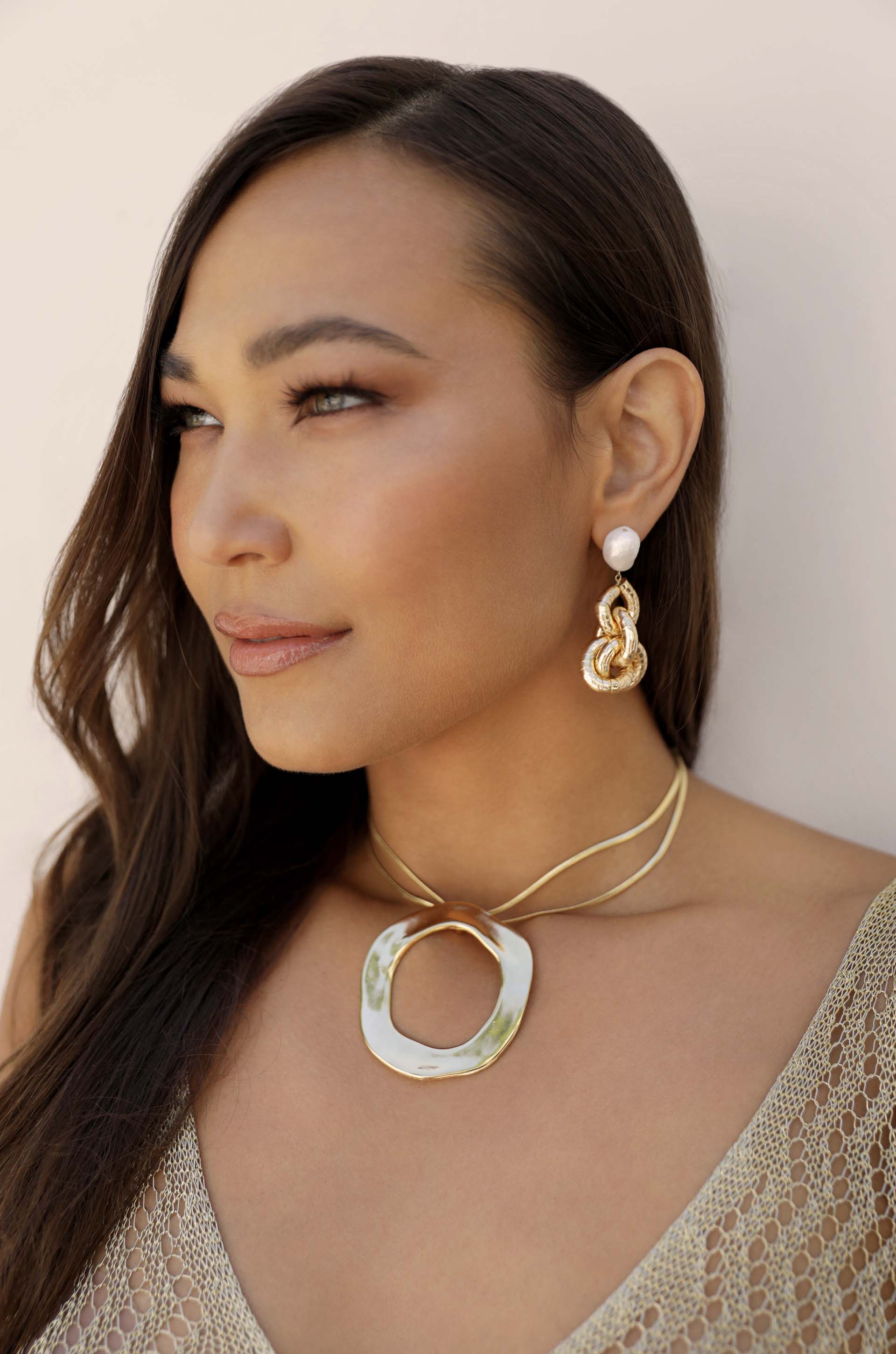 Liquid Gold Pearl Drop Earrings for Women - 14K Gold Plated Dangle Earrings with Freshwater Pearls - Perfect for Weddings, Parties & Special Occasions