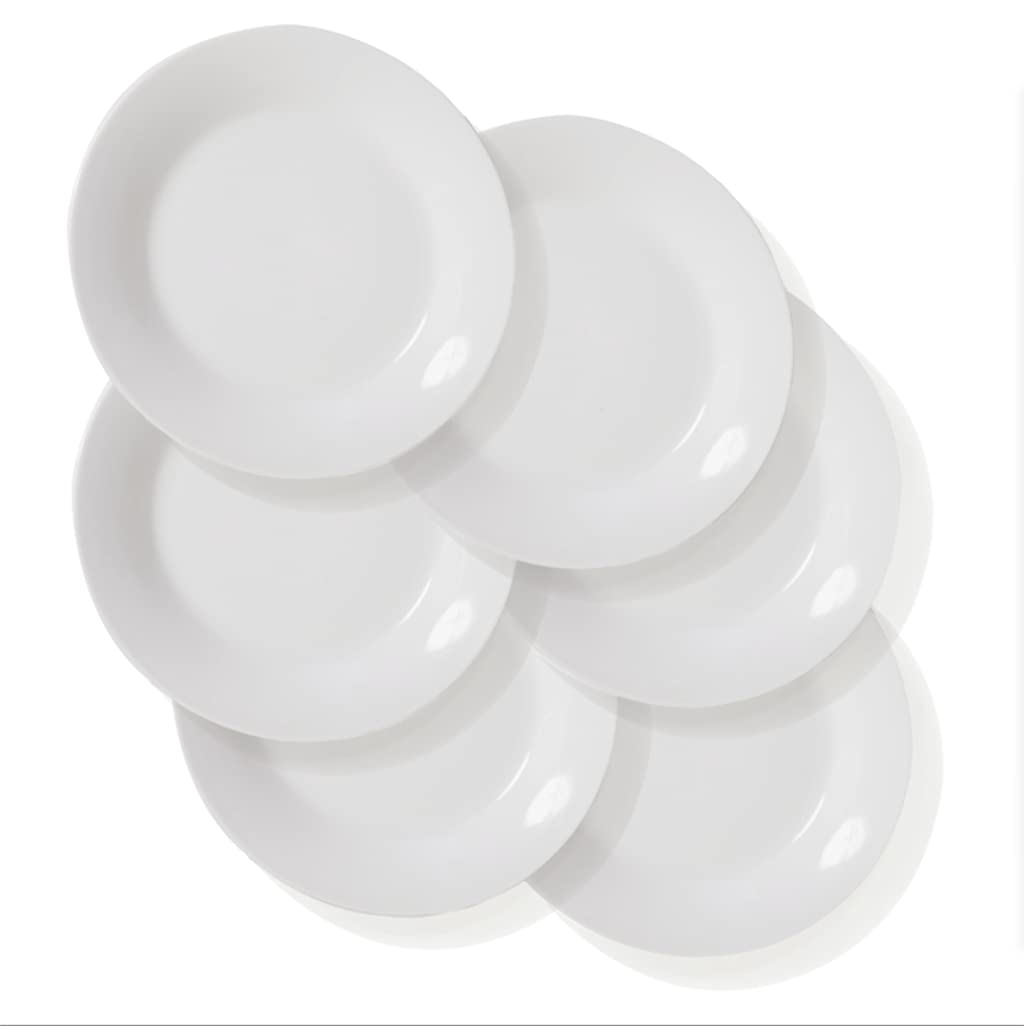 6-Piece White Round Dinner Plate Set (7.5 Inch) - Perfect for Salads, Desserts, Parties, Home Kitchen & Restaurant Use - Ideal Christmas Gift for Hosts & Food Lovers
