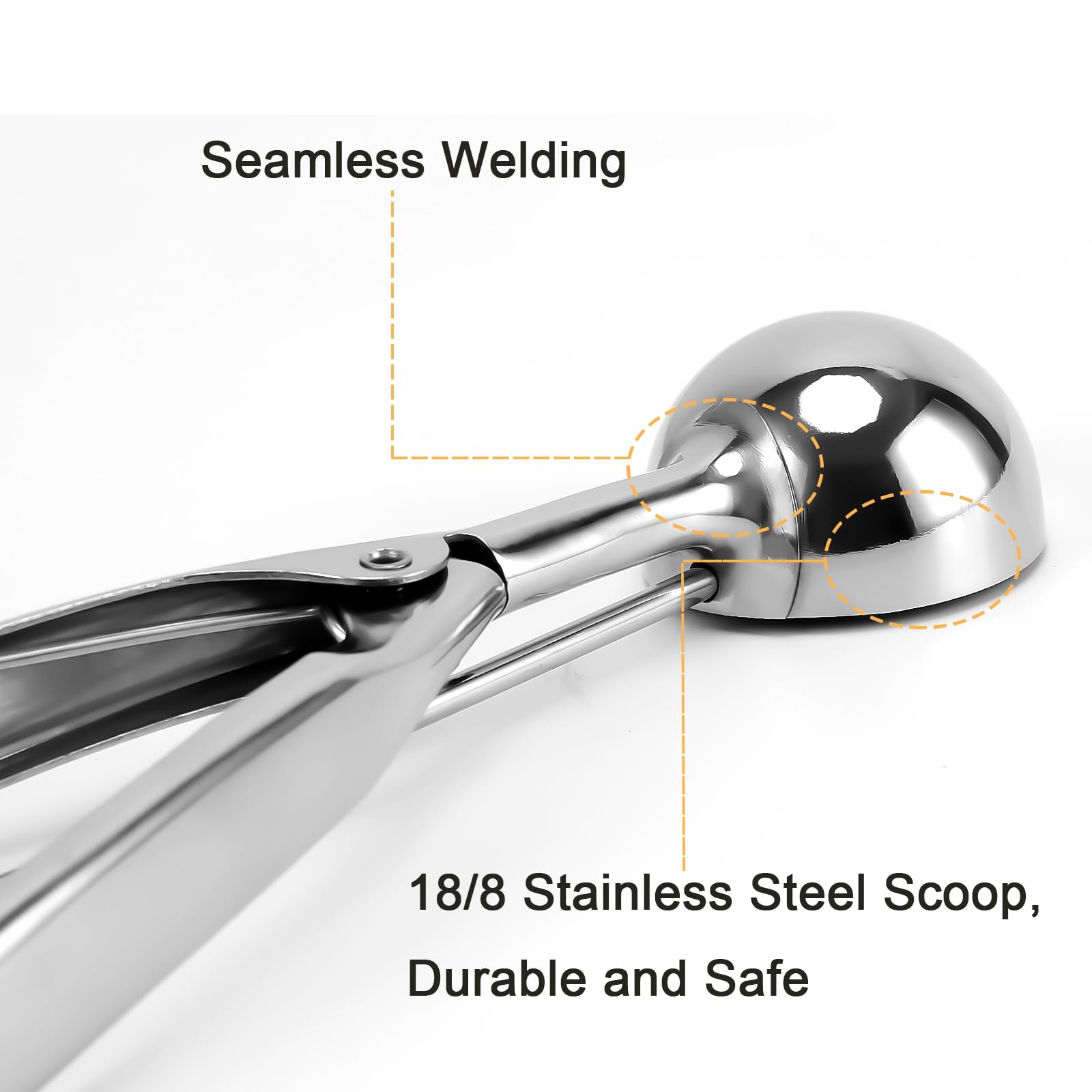 Large 3 Tbsp Cookie Scoop for Baking - 18/8 Stainless Steel Cookie Dough Scoop with Secondary Polishing (2 3/32 inches / 53 mm Ball) - Perfect for Cookies, Cupcakes & Uniform Baking Portions