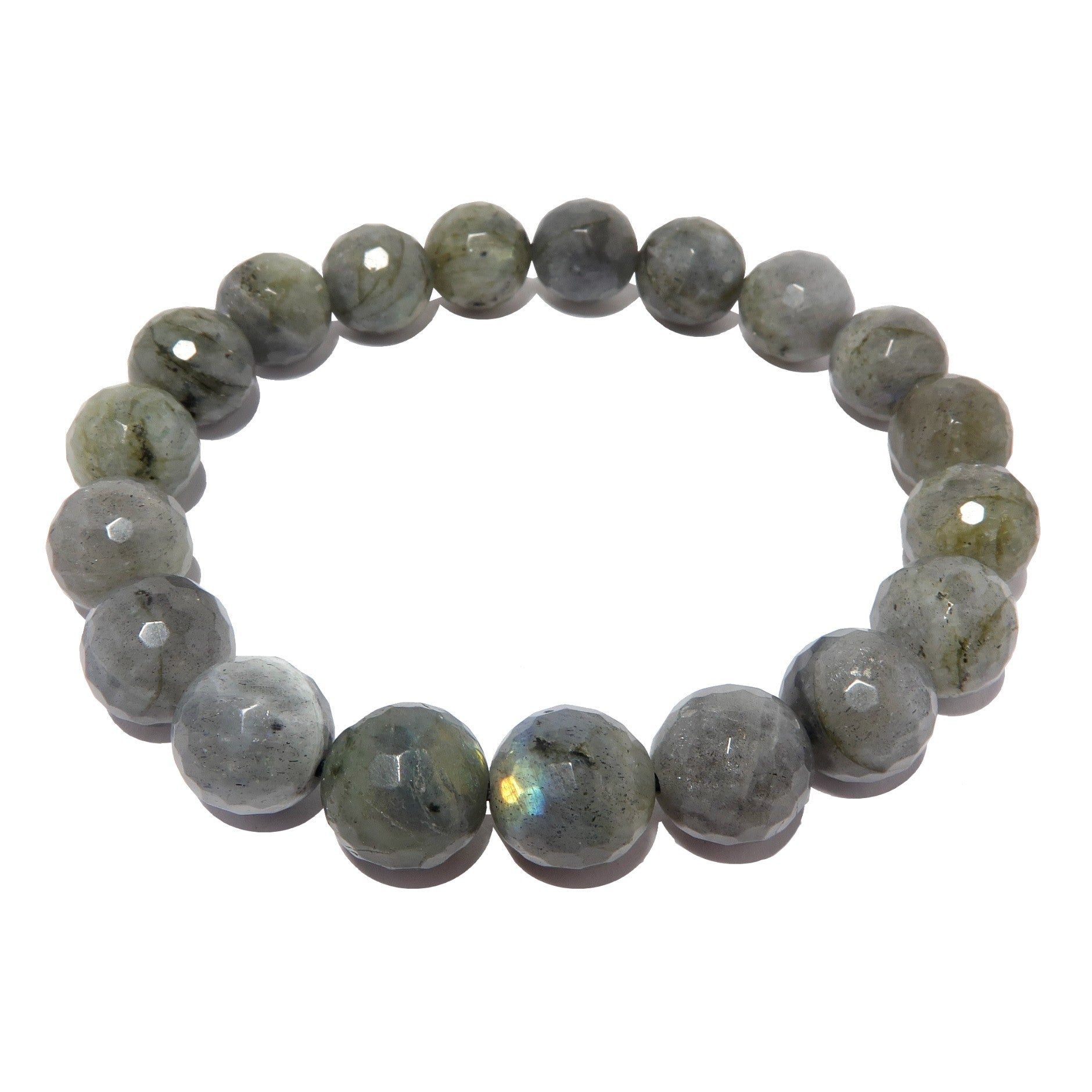 Rainbow Labradorite Bracelet with Silver Faceted Beads - Healing Crystal Jewelry for Women, Spiritual Protection & Positive Energy, Perfect for Meditation, Yoga & Everyday Wear