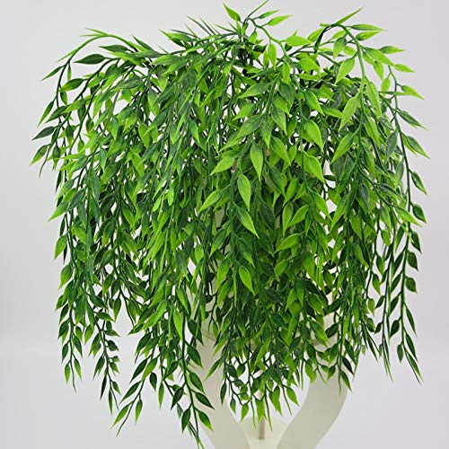 Zeess 54cm Artificial Hanging Willow Plant - Green Faux Vine for Wall Decor, Balcony & Home Decoration - Realistic Hanging Flower Basket Accessory (Perfect for Living Room, Bedroom, Office & Outdoor Spaces)
