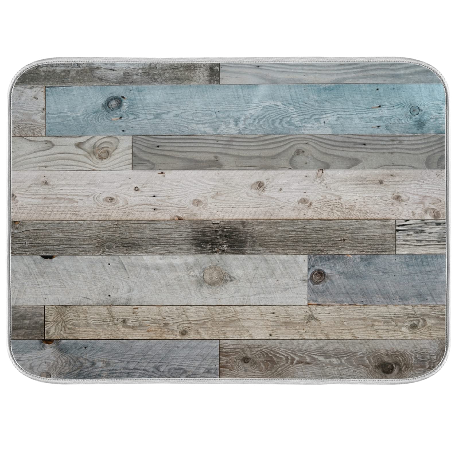 Kcldeci Absorbent Microfiber Dish Drying Mat - 18x24 Inch Reversible Kitchen Counter Mat for Fast Drying | Farmhouse Rustic Wooden Design | Perfect for Countertop, Sink Area & Dish Drainer Rack | Ideal for Kitchen, Dining Room & Farmhouse Decor
