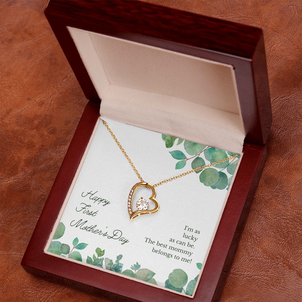 1st Mother's Day Gift - Heart Pendant Necklace in White or Yellow Gold - Perfect for New Moms & Special Occasions