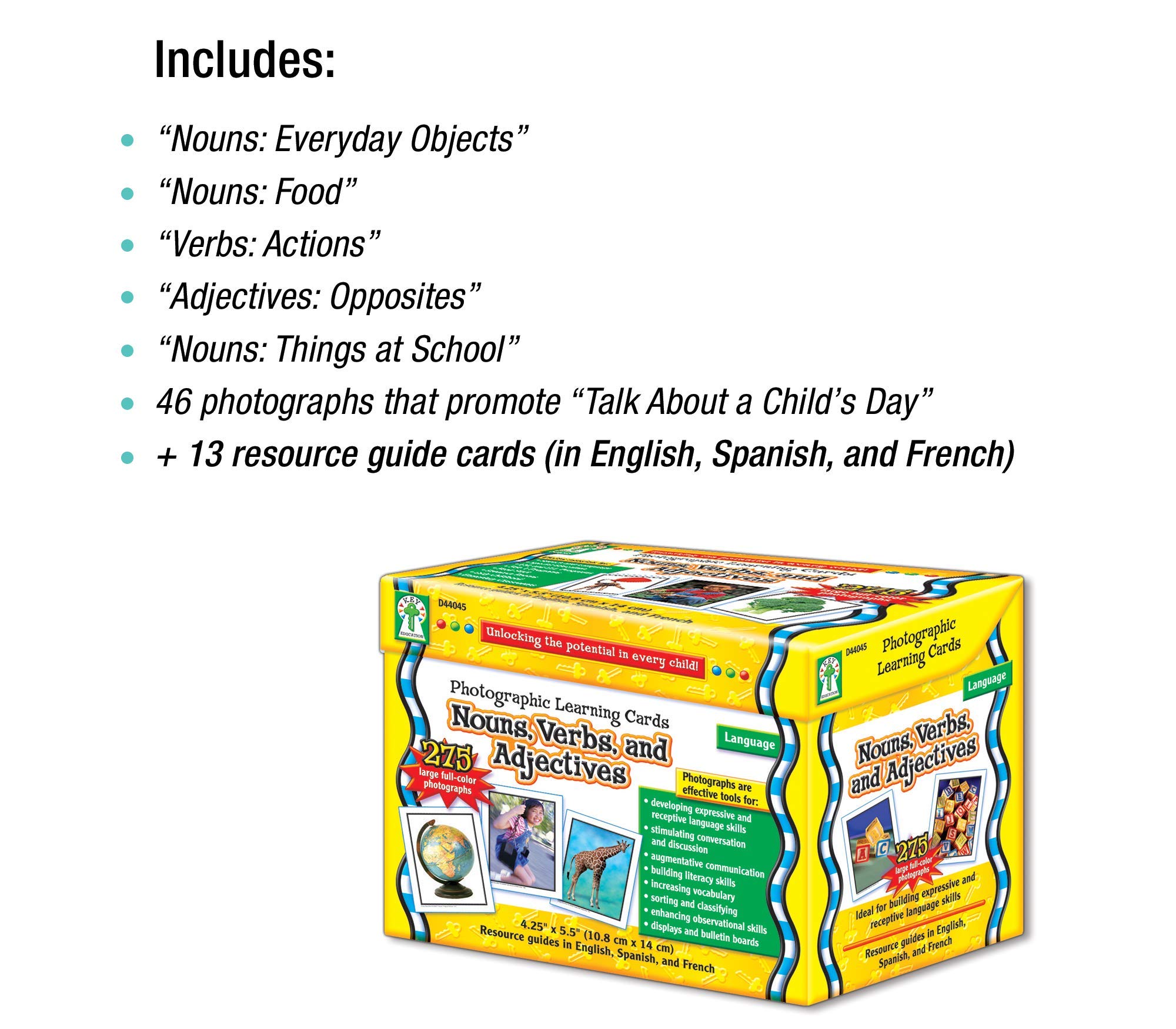 275 Vocabulary Flash Cards for Kids - Nouns, Verbs & Adjectives Learning Cards | Preschool, ESL & Special Needs Educational Resources | Classroom & Homeschool Language Games