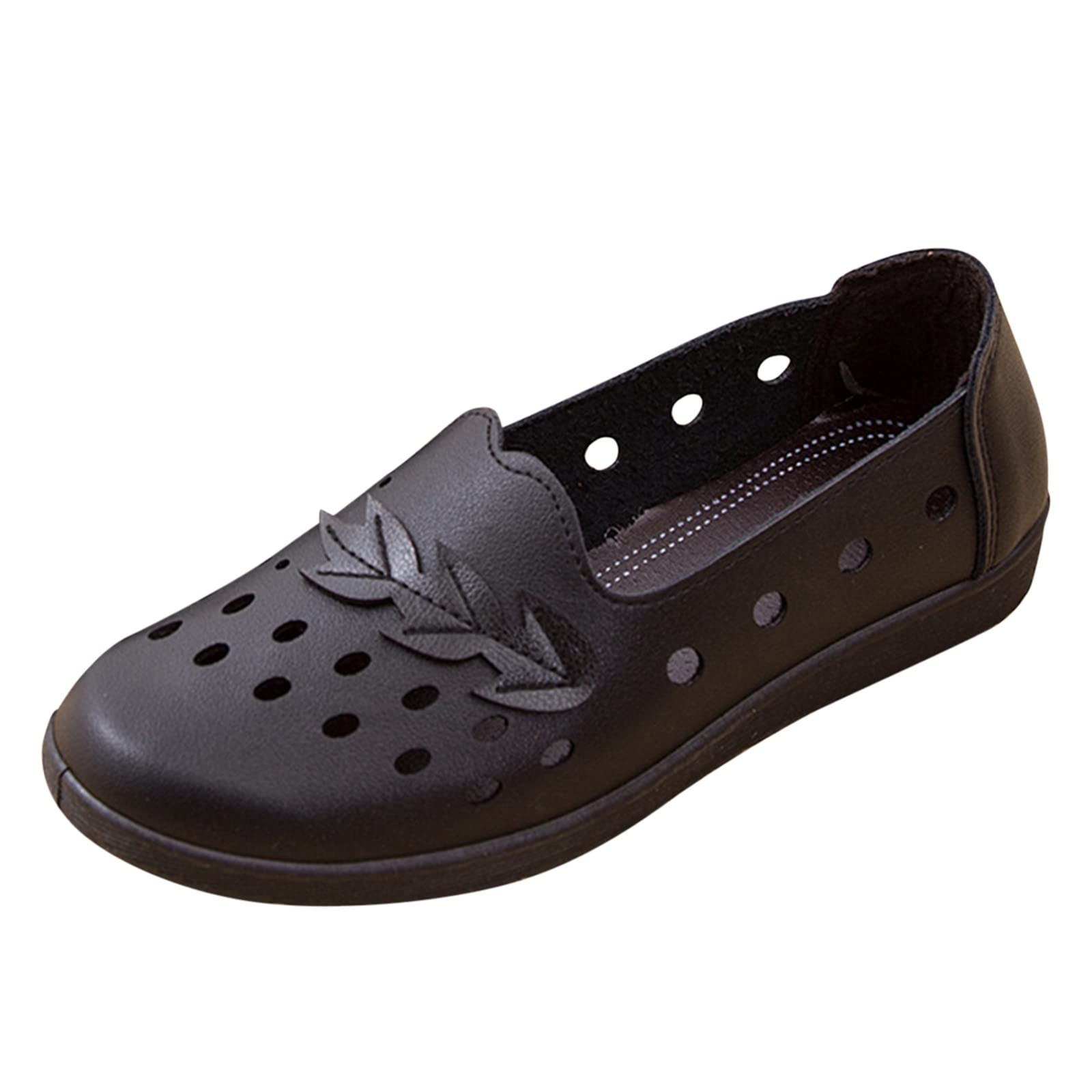 Breathable Women's Walking Shoes - Comfortable Flat Casual Hollow Design Slip-On with Round Toe | Perfect for Walking, Travel & Everyday Wear