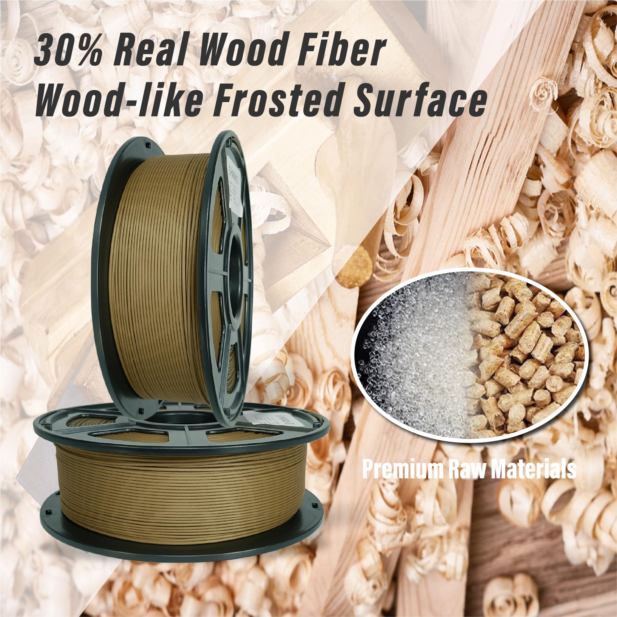 Dark Wood Walnut PLA Filament 1.75mm - 1KG Spool with 30% Real Wood Fiber for 3D Printing | Perfect for Wooden Models, Home Decor & DIY Crafts