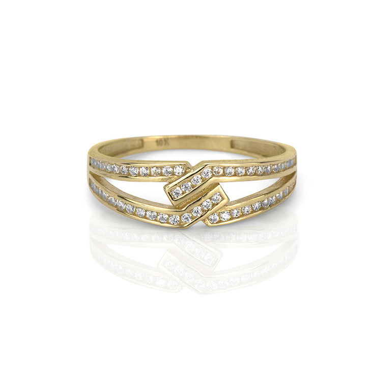 10K Yellow Gold Cubic Zirconia Split Shank Ring for Women - Elegant Wedding, Engagement & Anniversary Jewelry Gift - Perfect for Special Occasions & Everyday Wear