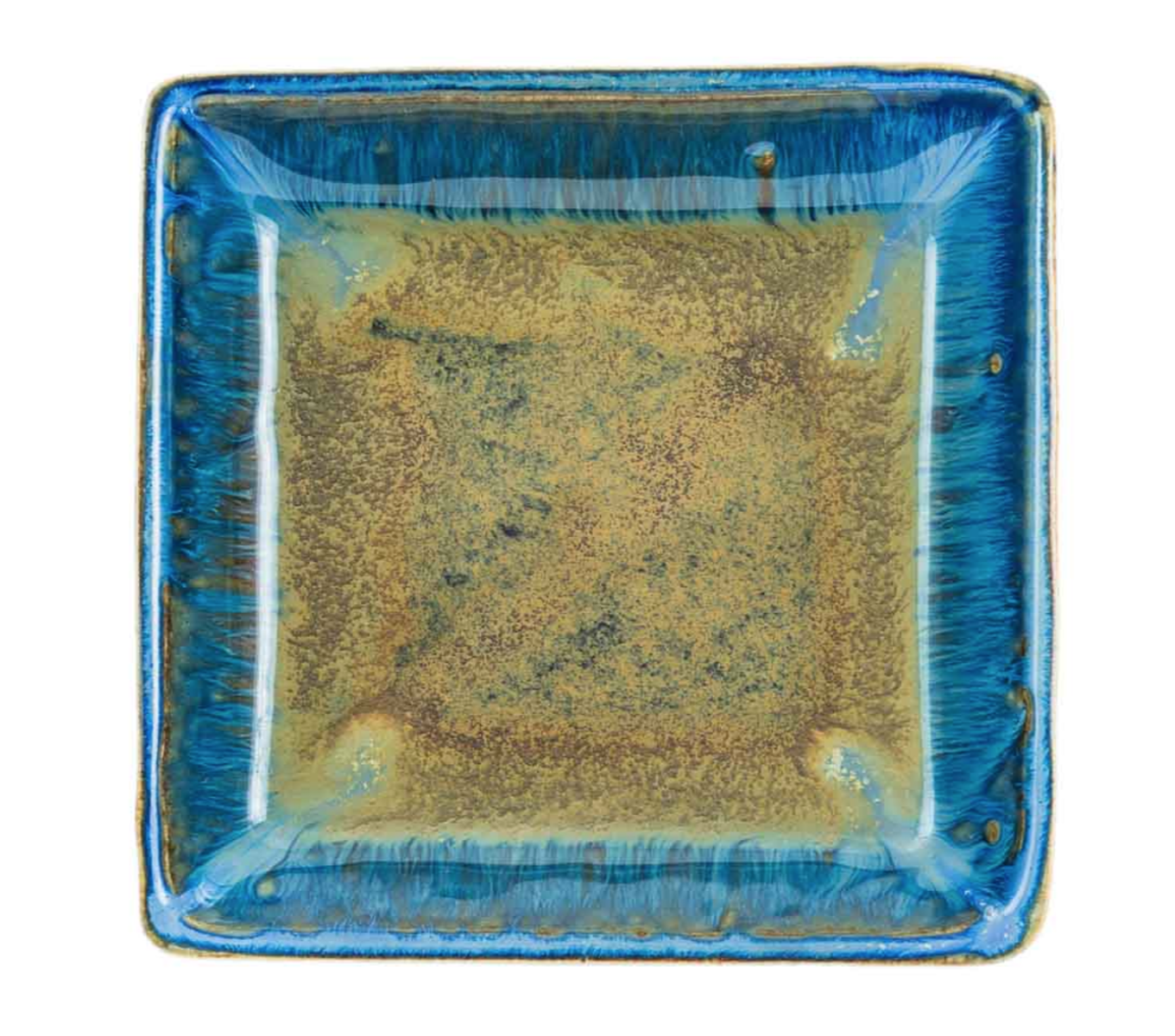 Blanket Creek Pottery Medium Square Plate - Amber Blue Ceramic Dinnerware for Home Dining & Kitchen Decor | Perfect for Serving Appetizers, Desserts, and Display