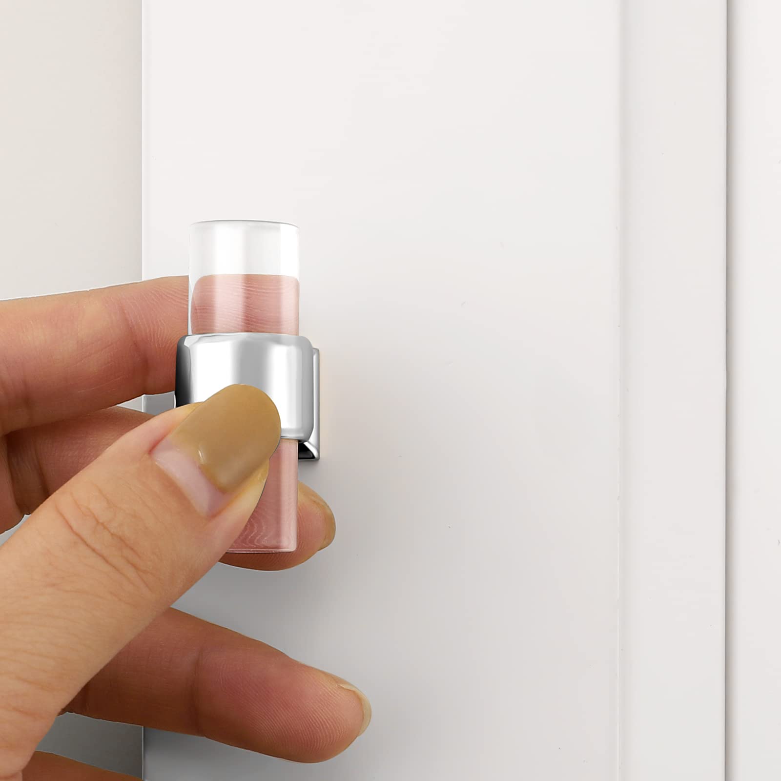 50 Pack Polished Chrome Cabinet Knobs with Clear Acrylic Handles - Single Hole Drawer Pulls for Kitchen Cabinets & Furniture - Durable Alloy Hardware for Home, Office & DIY Projects