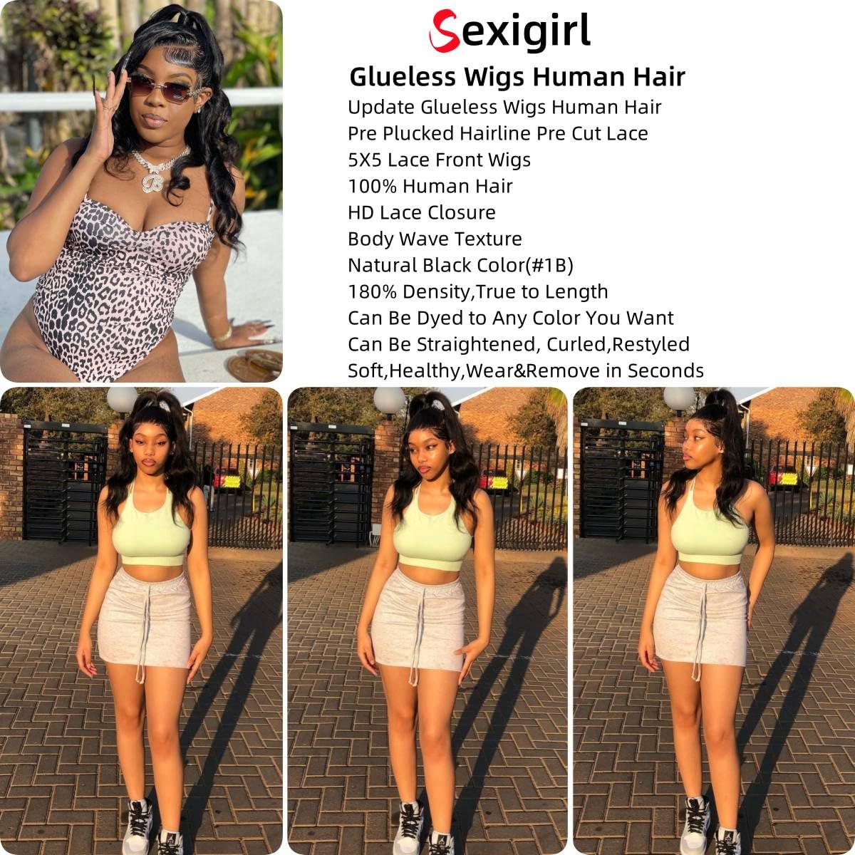 5x5 HD Lace Glueless Human Hair Wigs - Pre Plucked & Pre Cut Body Wave 28 Inch 180% Density Natural Black Lace Front Wig for Black Women | Perfect for Daily Wear, Special Occasions & Protective Styling