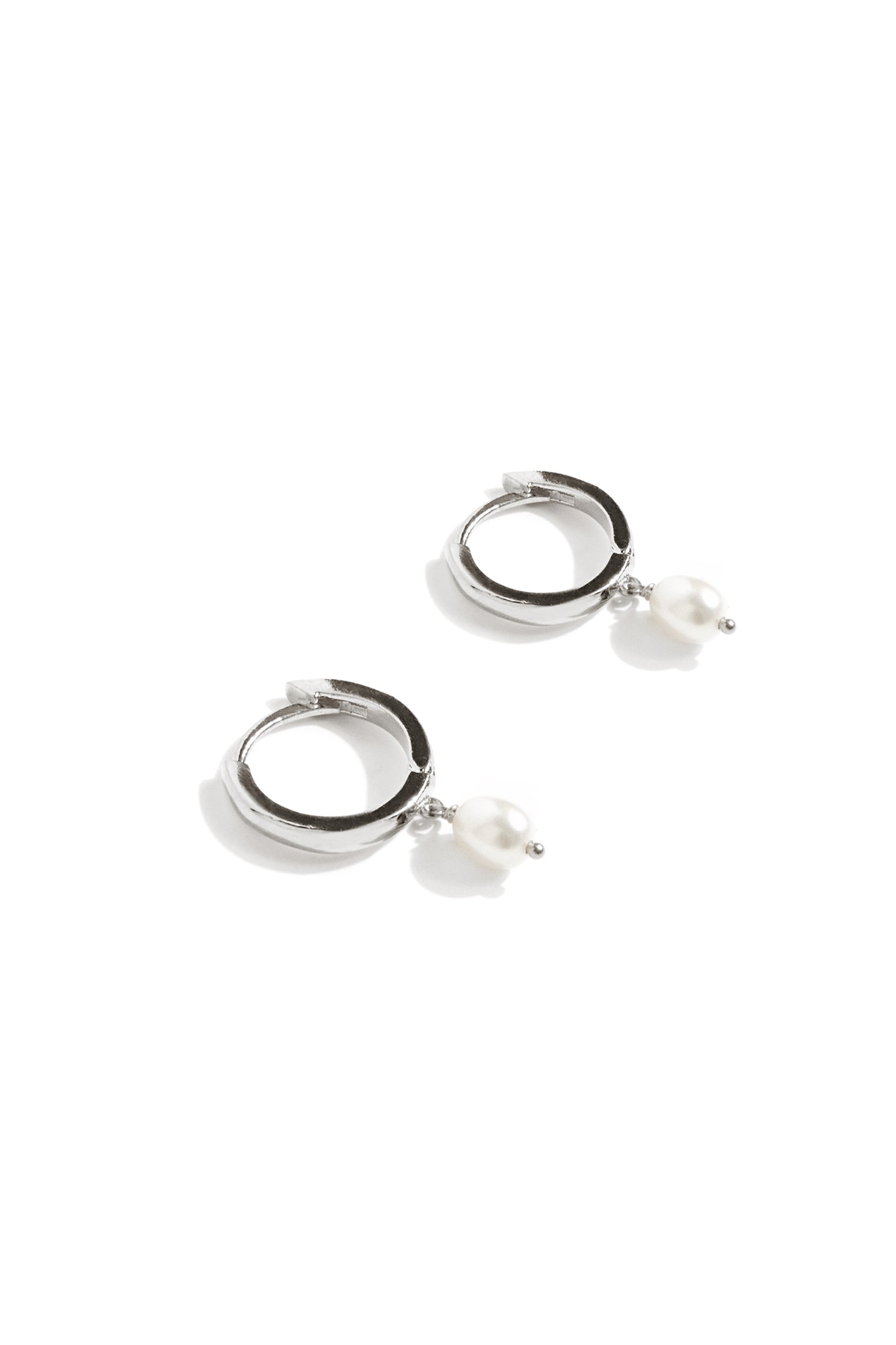 Elegant Silver Freshwater Pearl Huggie Earrings for Women – Perfect for Weddings, Parties & Everyday Wear