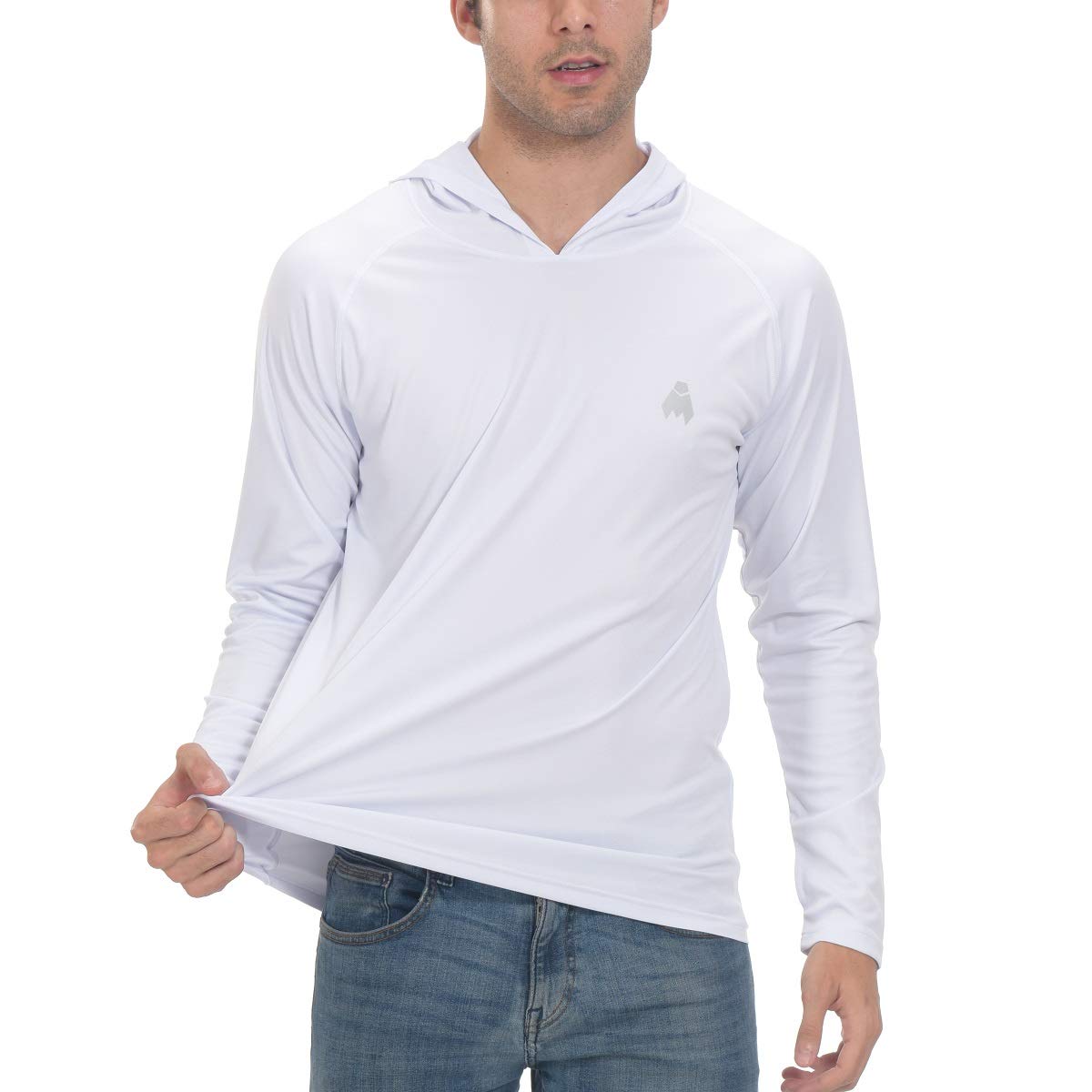 Midubi Men's Long Sleeve Rash Guard UPF 50+ UV Protection Shirt - Moisture Wicking Golf, Fishing, Hiking & Running Shirt with Hood for Outdoor Sports & Active Lifestyle