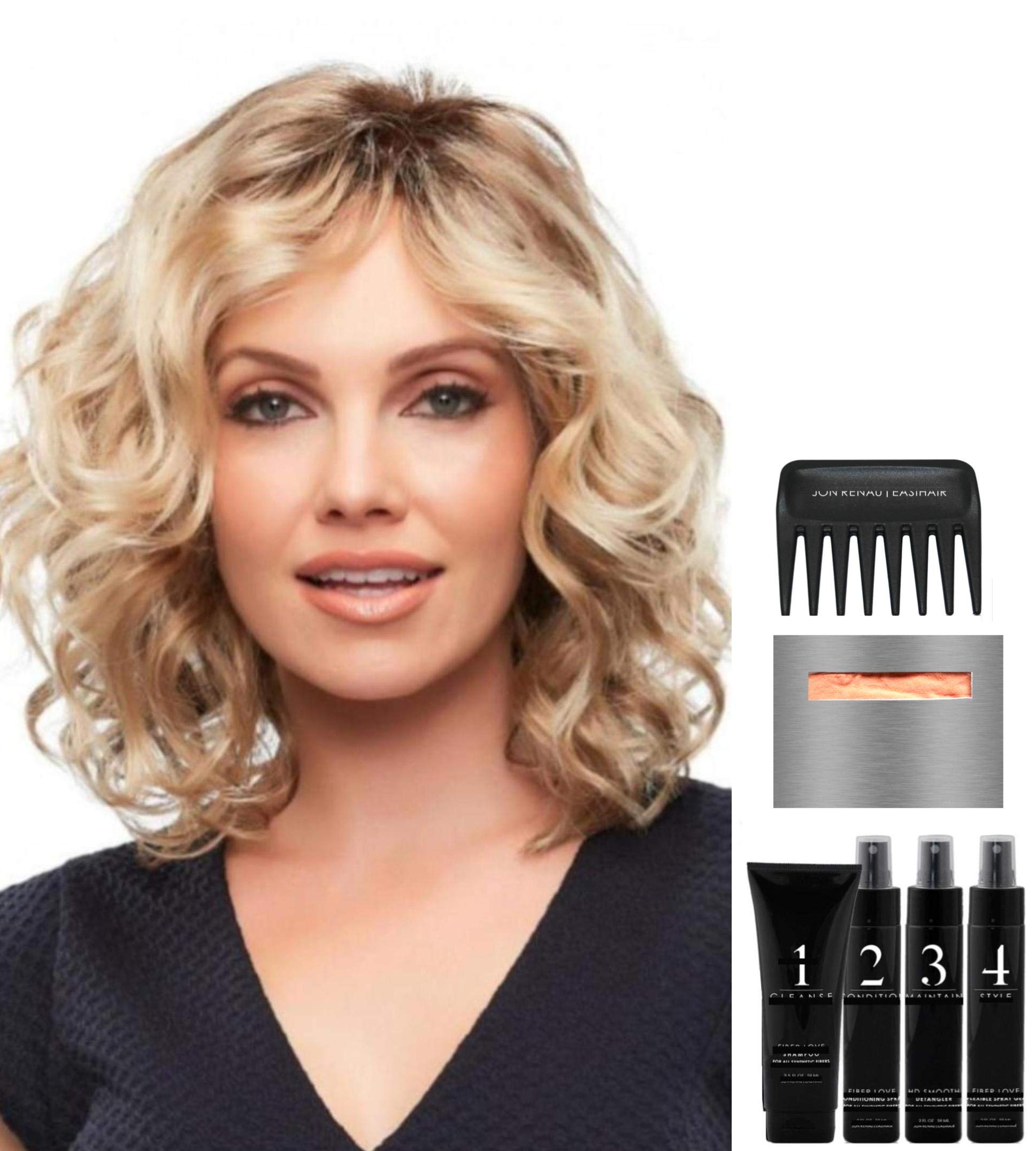 Jon Renau Julianne Petite Wig Bundle - 8pc Set with Wig Care Kit (Shampoo, Conditioner, Comb & Cap) + Christy's Wigs Q&A Booklet | Perfect for Travel, Cosplay & Everyday Wear for Thin Hair