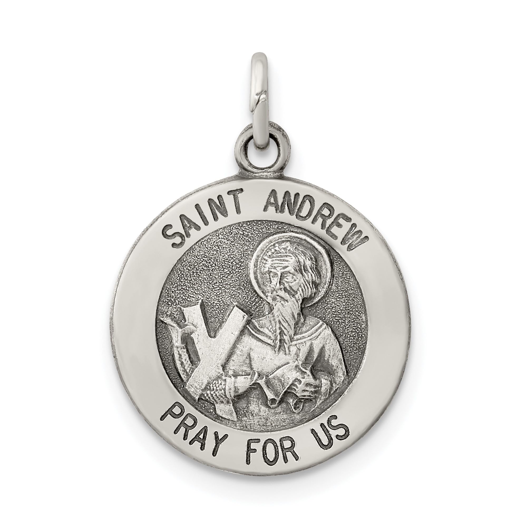 IceCarats 925 Sterling Silver Vintage Saint Andrew Medal Necklace - Religious Jewelry for Women, Baptism Gift, Catholic Necklace Pendant for Everyday Wear & Special Occasions