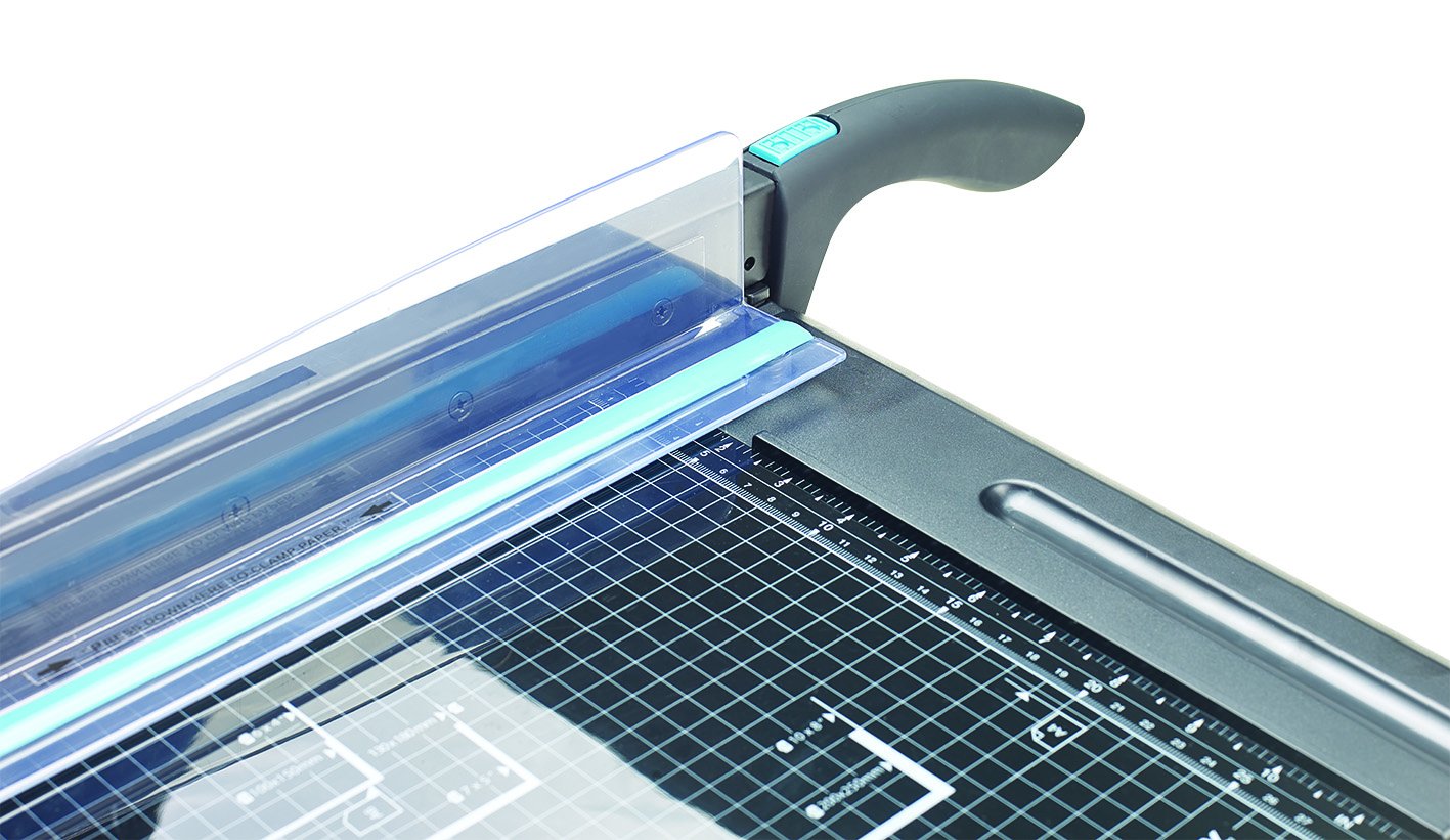 Avery A4 GUA4 Office Guillotine Paper Cutter - 12 Inch Cutting Length, Black & Teal - Perfect for Trimming Documents, Photos, and Craft Projects at Home or Office
