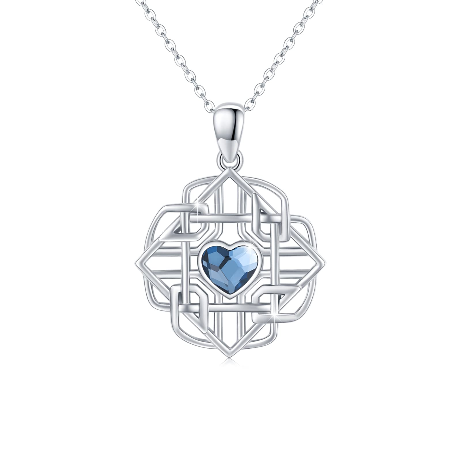 925 Sterling Silver Celtic Moonstone Necklace for Women | Austrian Crystal Pendant | Eternal Love & Good Luck Charm | 18