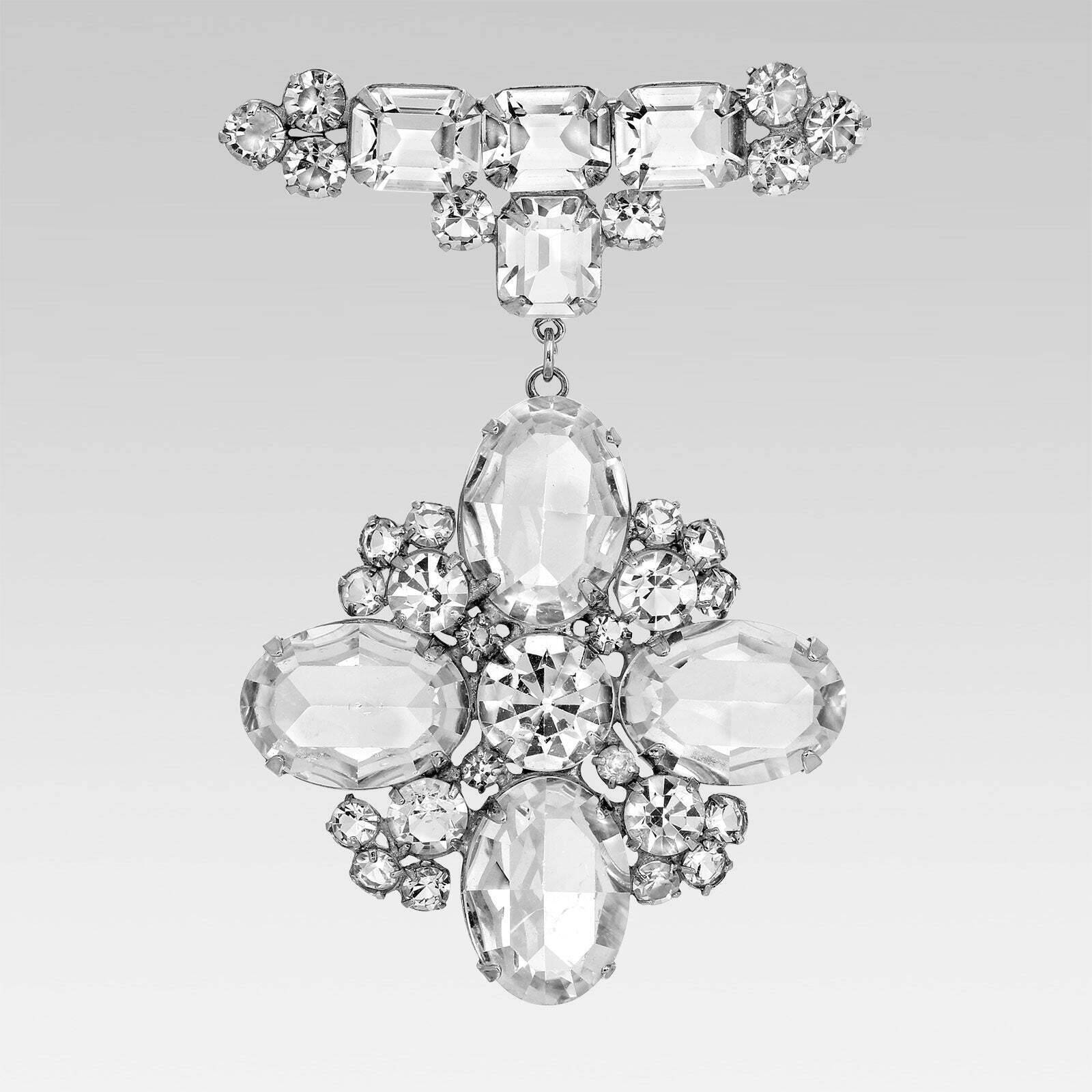 1928 Vintage Austrian Crystal Drop Bar Pin - Elegant Brooch for Women, Perfect for Weddings, Parties & Special Occasions