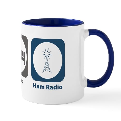 White/Navy Inside - Eat Sleep Ham Radio Mug