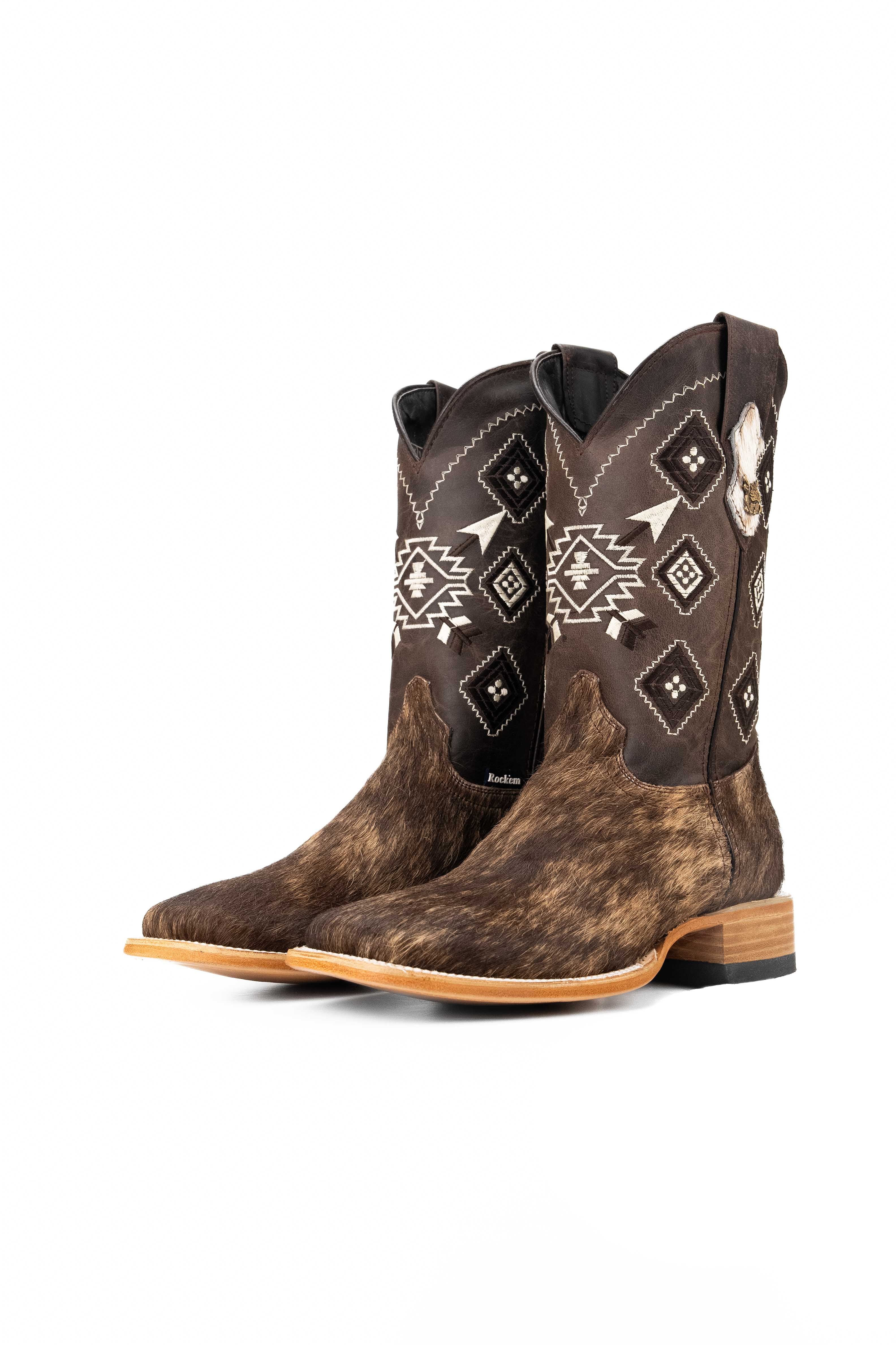 Men's Genuine Cowhide Square Toe Cowboy Boots - Size 9 Western Boots for Men - Durable & Comfortable Riding Boots - Perfect for Rodeo, Country Dancing & Outdoor Adventures