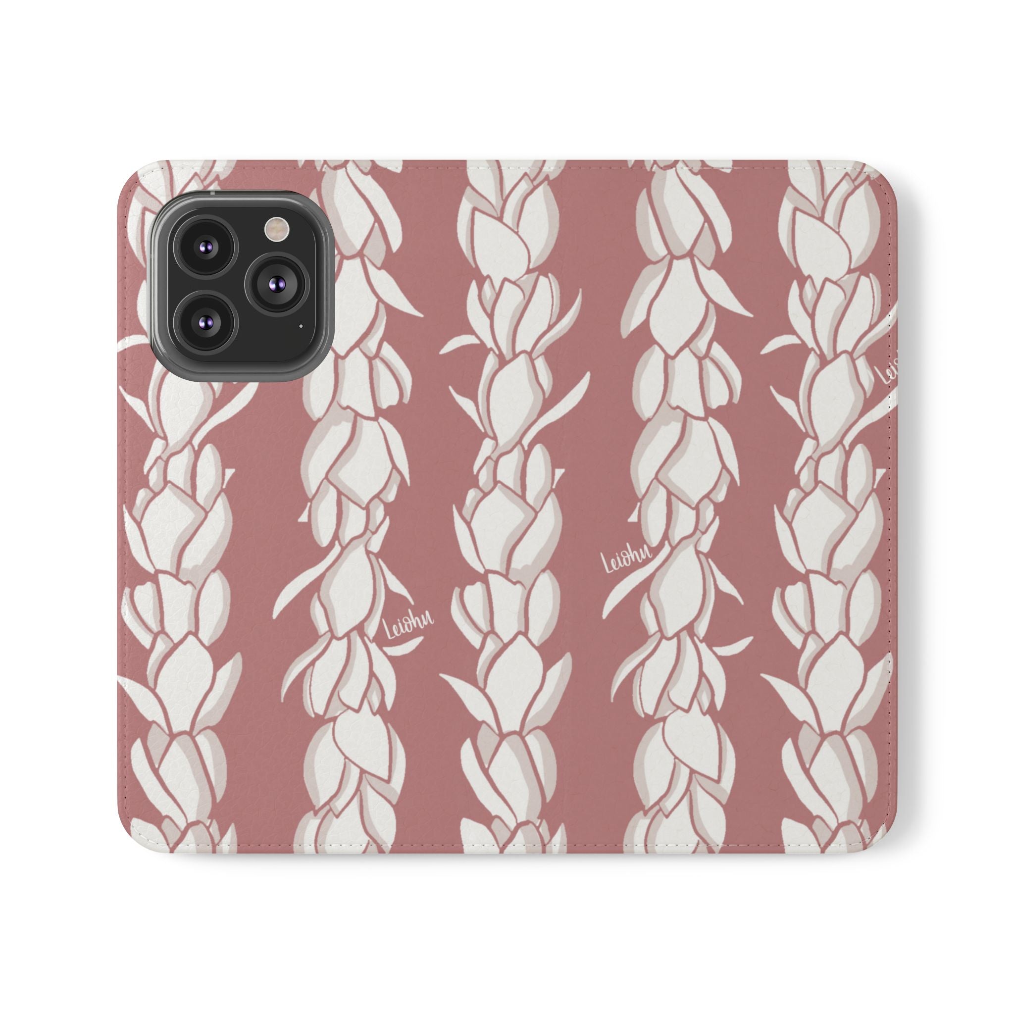 Pikake Lei Folio Case - Premium Hawaiian Flower Design Phone Cover for iPhone & Samsung | Perfect for Travel, Luau Parties & Hawaiian Themed Events