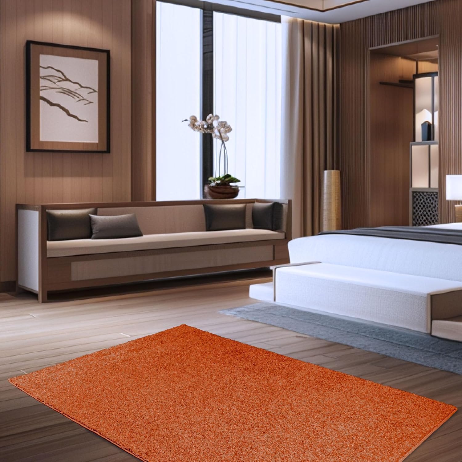 Ambiant Broadway Collection Pet Friendly Area Rugs - 2' x 8' Oval Indoor Stain Resistant Rug for Living Room, Bedroom, Dining Room | Orange Home Decor | Perfect for Entryway, Doorway, Kids & Pets | Wedding Gift Idea