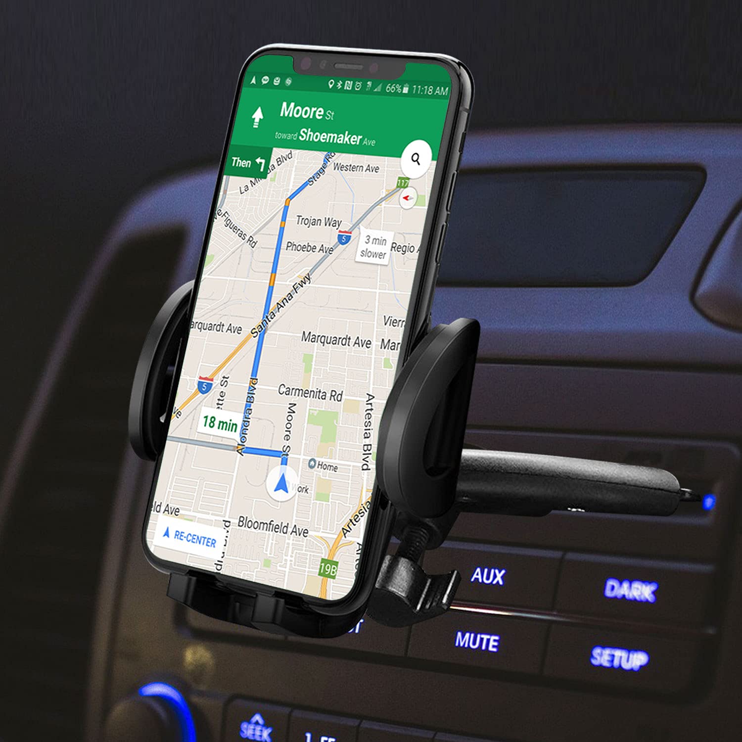 Cellet Universal CD Slot Phone Mount - 360° Rotating Car Phone Holder with Secure CD Slot Base & One-Touch Release for iPhone, Samsung, Google Pixel - Perfect for GPS Navigation, Hands-Free Calling & Road Trips