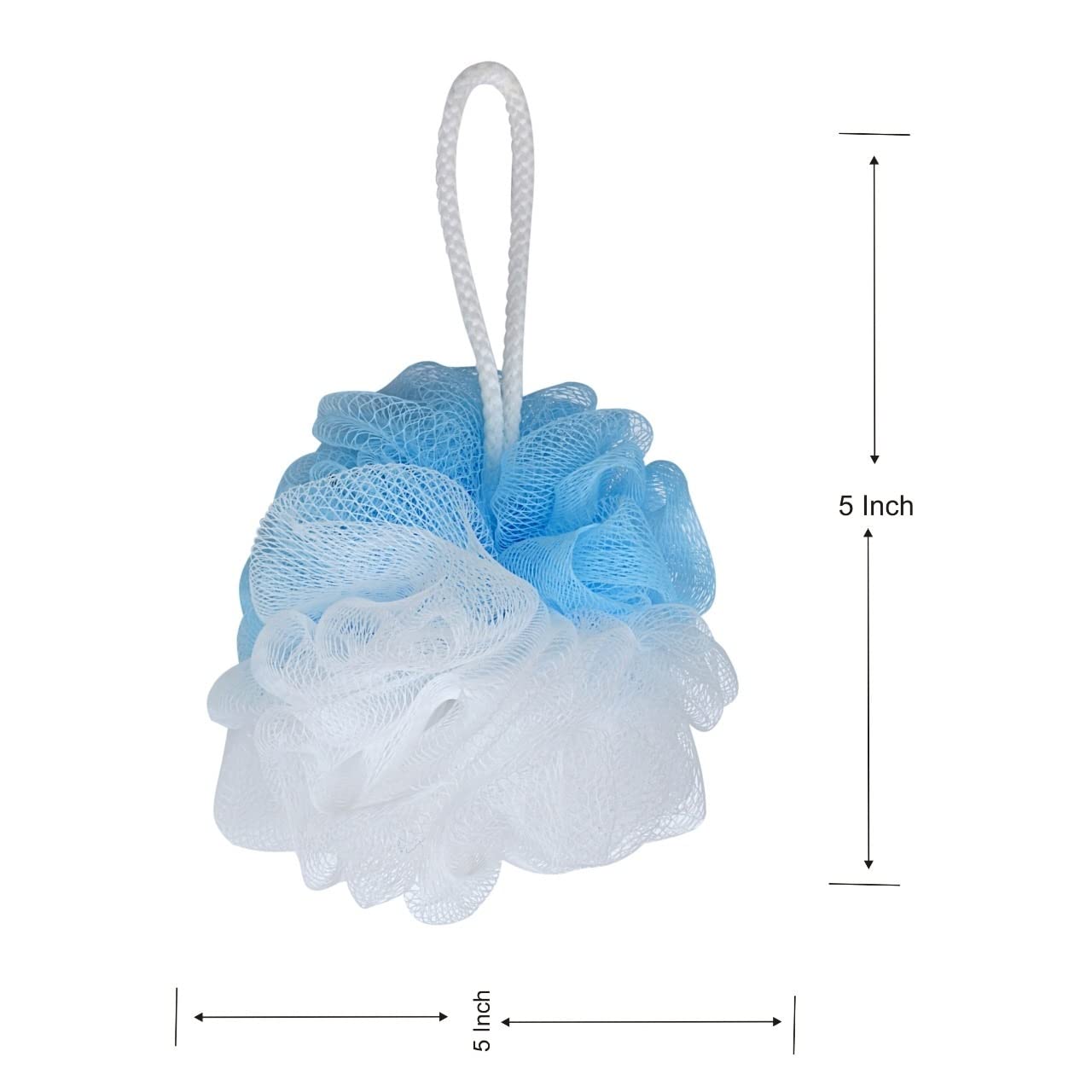 RUNA Blue Wash Soft Round Loofah & Back Stretchable Loofah | Exfoliating Bath Sponge | Body Scrubber for Women, Men & Kids | Pack of 2 | Blue Color | Perfect for Shower, Bath & Gentle Skin Exfoliation
