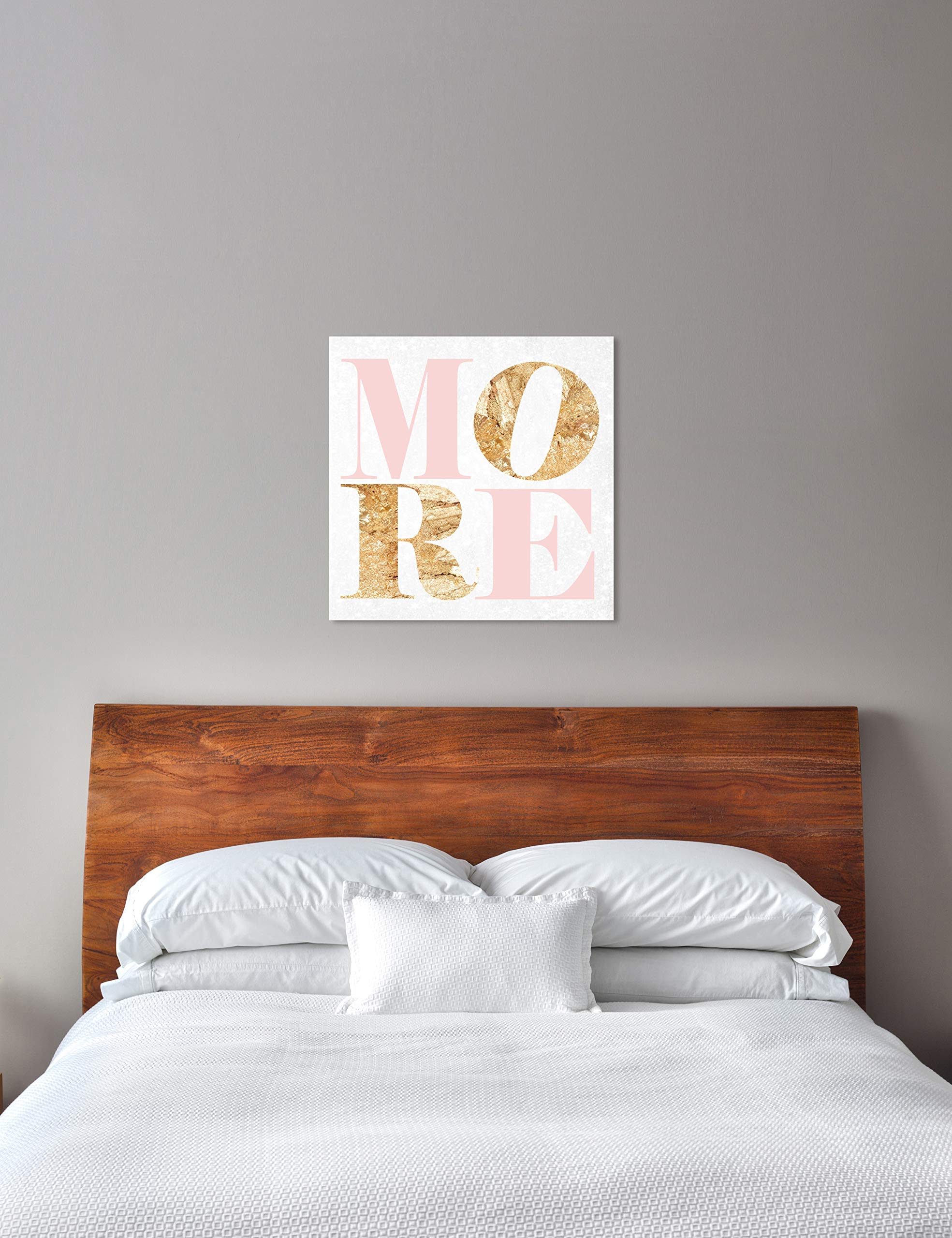 Oliver Gal Artist Co. Love More Romance Wall Art Canvas Print - 30x30 Inch Gold & Pink Typography Quote Home Decor - Perfect for Bedroom, Living Room & Wedding Gift