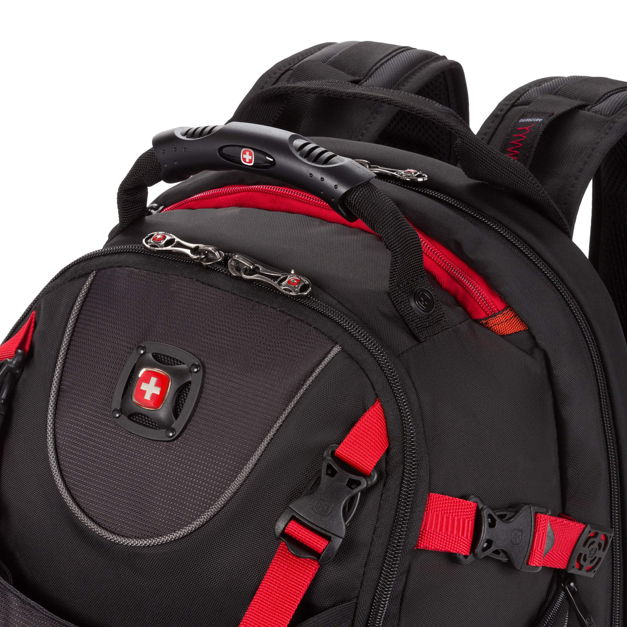 Wenger Maxxum Laptop Backpack for 16 Inch Laptop - Durable Unisex Computer Bag with Padded Compartment (Black/Red) - Perfect for Work, Travel & College