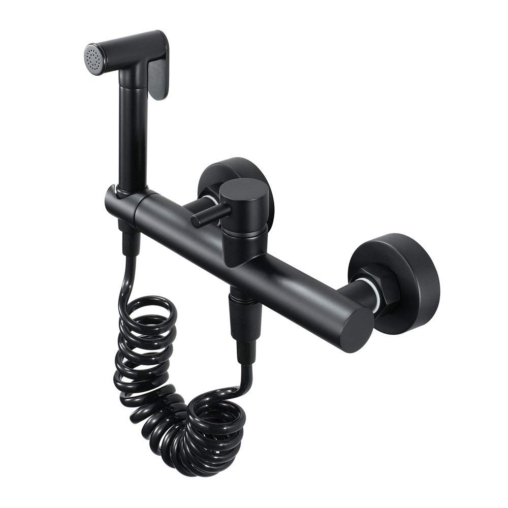 **Adjustable Pressure Handheld Toilet Sprayer - Black Wall Mounted Faucet Sprayer for Diaper Cleaning & Bathroom Hygiene | Perfect for Baby Care & Household Cleaning**