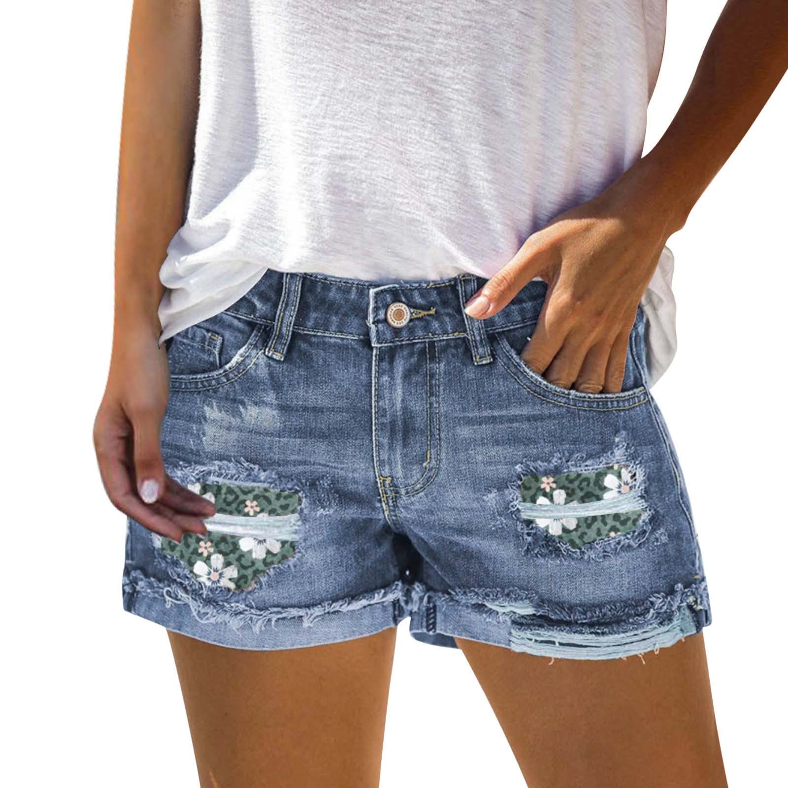 ZYNIC Women's High Waisted Distressed Stretch Denim Shorts - Summer Dressy Cuffed Jean Shorts for Teens & Workout | Perfect for Casual Outings, Beach Vacations & Gym Wear