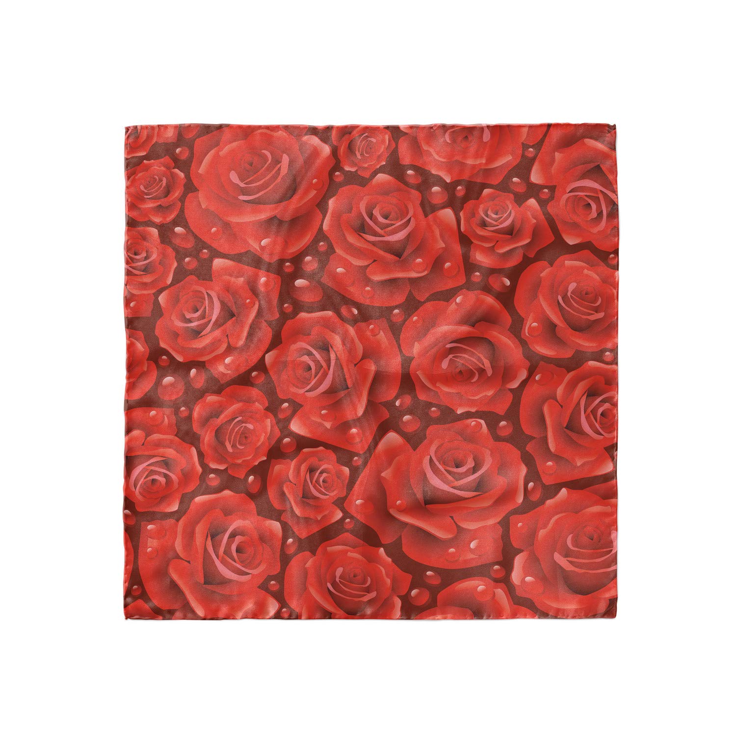 Ambesonne Rose Headscarf - Red Roses with Water Drops Design, Elegant Hijab Scarf for Women, Perfect for Daily Wear, Parties, and Special Occasions