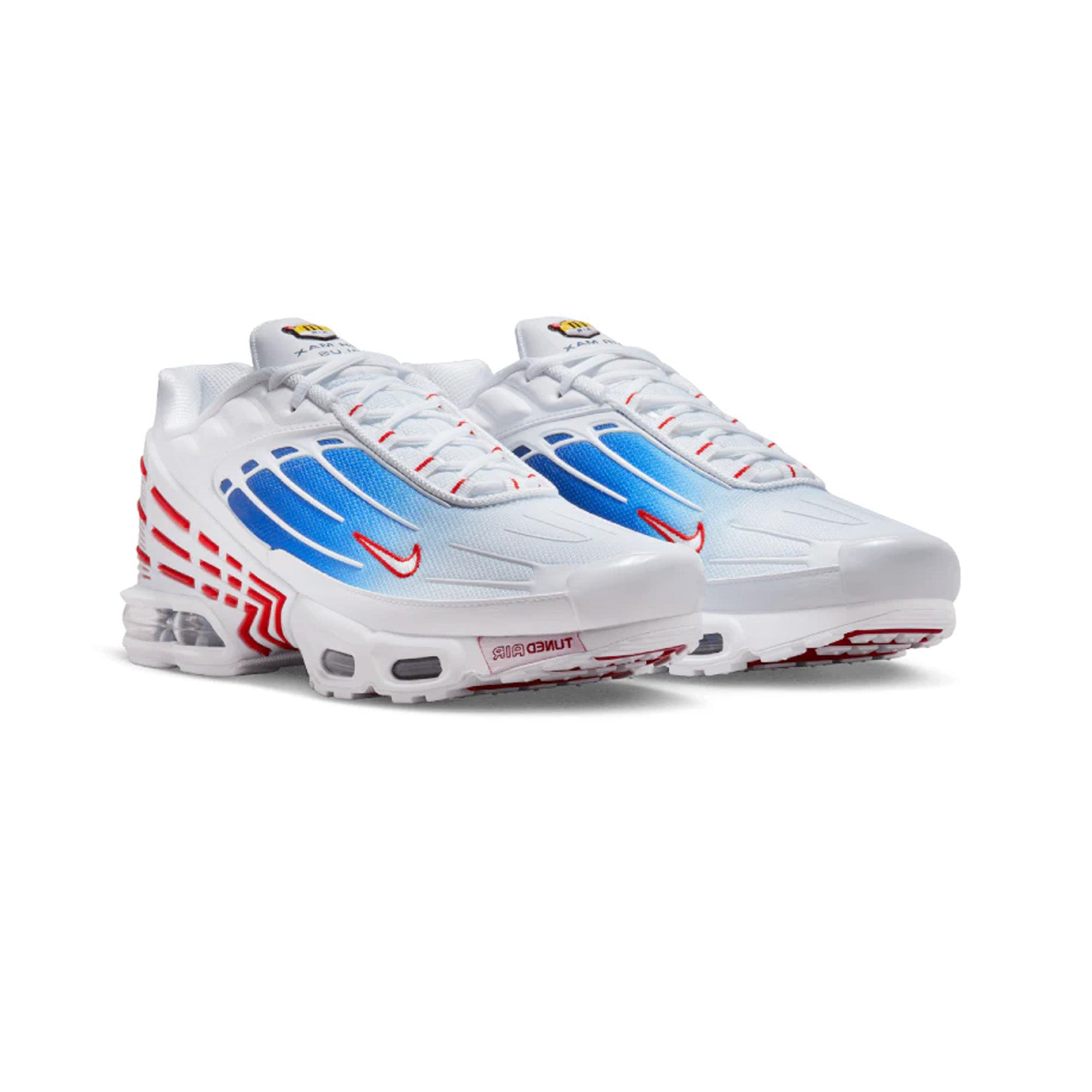 Nike Air Max Plus 3 Running Shoes - White Red Blue (2023) | Men's Cushioned Athletic Sneakers for Gym, Jogging & Everyday Wear