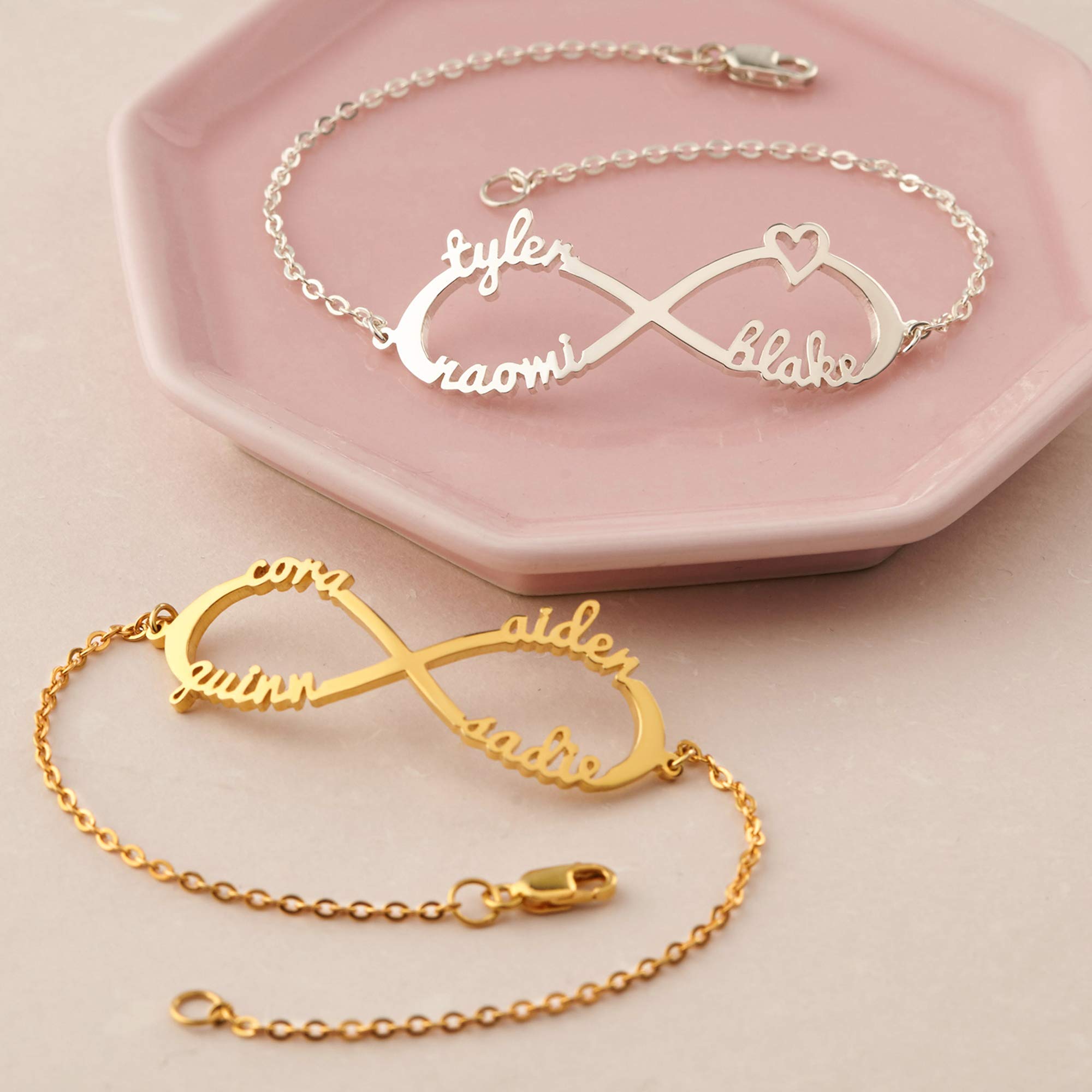 New Mom Bracelet - Personalized Sterling Silver & 18K Gold Plated Mother's Jewelry with Kids Name - First Baby Gift for Mother, Mother Daughter Bracelet, Birthday Gift for Mom - Perfect for Mother's Day, Baby Shower & Special Occasions