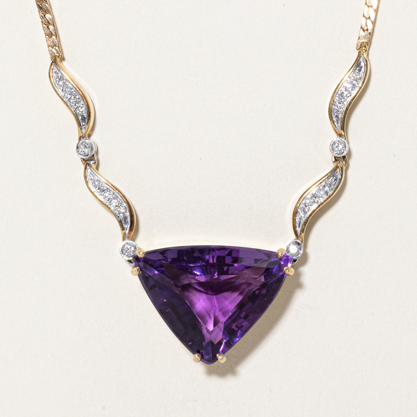 Exquisite 19.00ct Trilliant Cut Amethyst & 0.24ctw Diamond Necklace | Sterling Silver Jewelry for Women | Perfect for Valentine's Day, Anniversary & Special Occasion Gifts