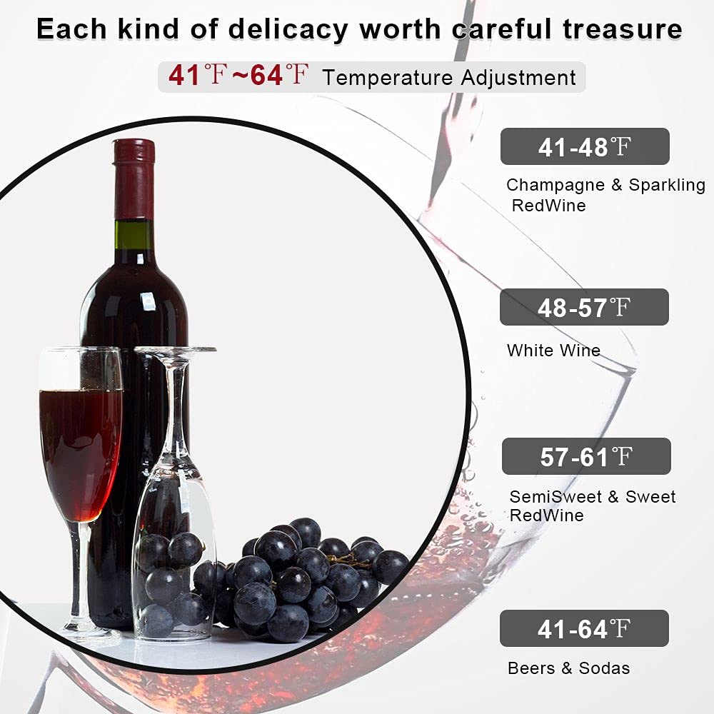 Premium Wine Cooler Refrigerator - 18 Bottle Compressor Wine Fridge with Clear Glass Door, Freestanding Design for Red & White Wine Storage - Perfect for Home, Office, Bar or Restaurant Use
