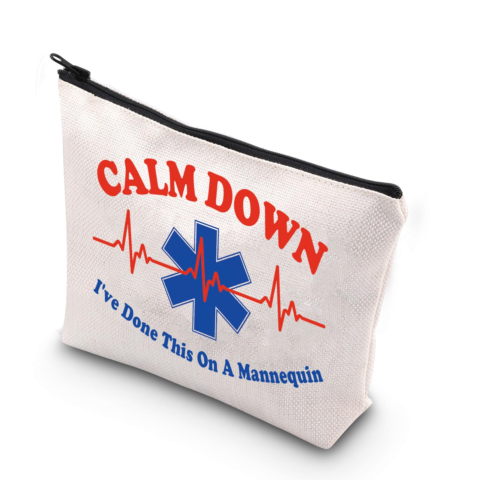 EMT Cosmetic Makeup Bag - Perfect Paramedic & Emergency Medical Technician Gift - 'Calm Down I've Done This On A Mannequin' Design - Ideal for First Responders, Nursing Students & Medical Professionals