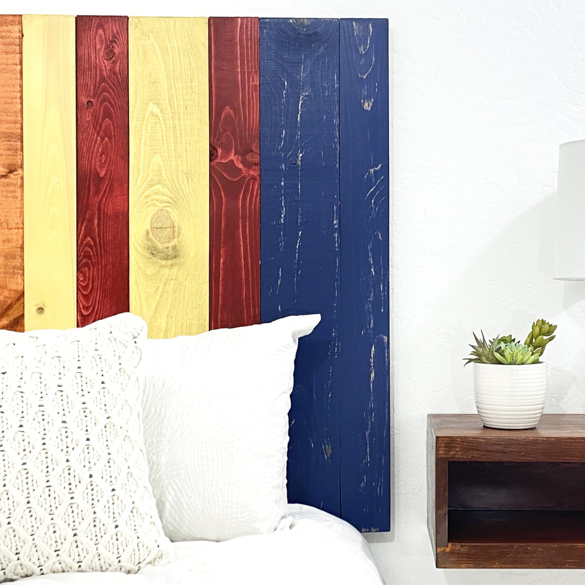 Barn Walls Copper Mix Signature Design Solid Wood Headboard - Multicolored Floating Panels, Wall Mount, Adjustable Height, Easy Assembly, Twin Size - Perfect for Farmhouse, Rustic & Modern Bedroom Decor