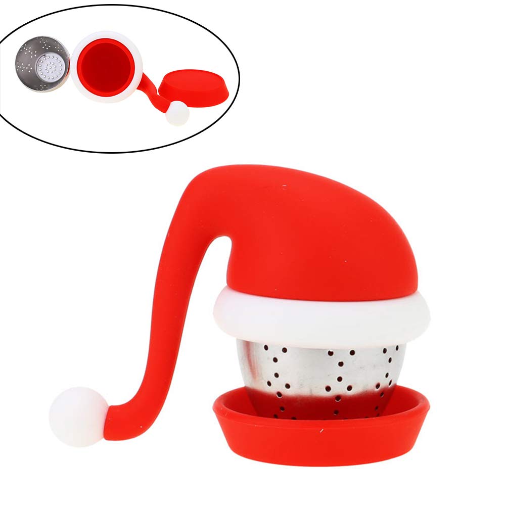 Bluelans Christmas Hat Shaped Tea Infuser - Silicone Strainer Filter for Holiday Drinks | Fun Xmas Stocking Stuffer & Gift for Tea Lovers | Perfect for Holiday Parties, Office Decor & Festive Tea Time