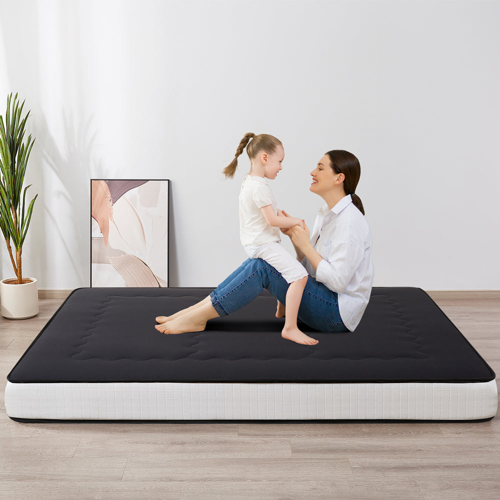 MAXYOYO 8-Inch Super Thick Floor Futon Mattress - Classic Wave Quilted Japanese Style Tatami Bed - Black - Perfect for Small Spaces, Guest Rooms & Minimalist Home Decor